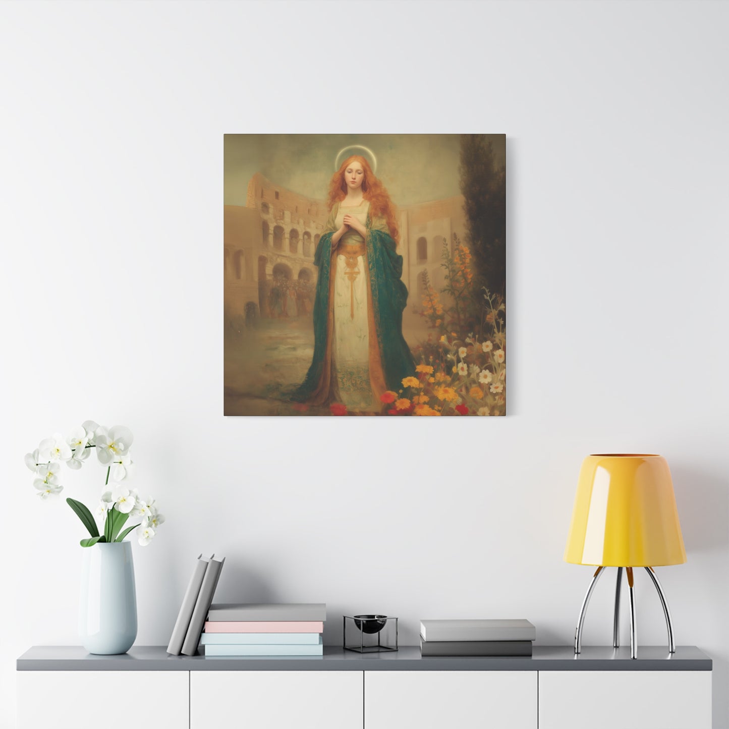 Saint Justina - Multiple Sizes - Catholic Home art - Museum Wrapped Canvas - Sanctified Souls Print - Catholic Martyr Art