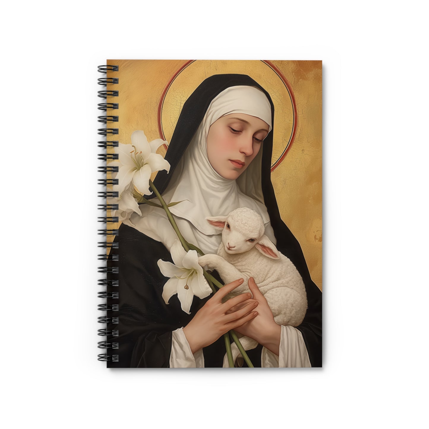 Saint Agnes of Montepulciano - Sanctified Souls Art - Religious - Spiral Notebook - Ruled Line - Catholic Religious art present gift