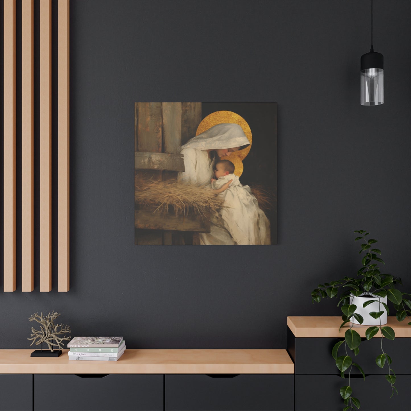 Our Lady of the Manger - Mother Mary and the Christ Child - Gallery Wrapped Canvas - Print - Religious Art for your Home - Catholic