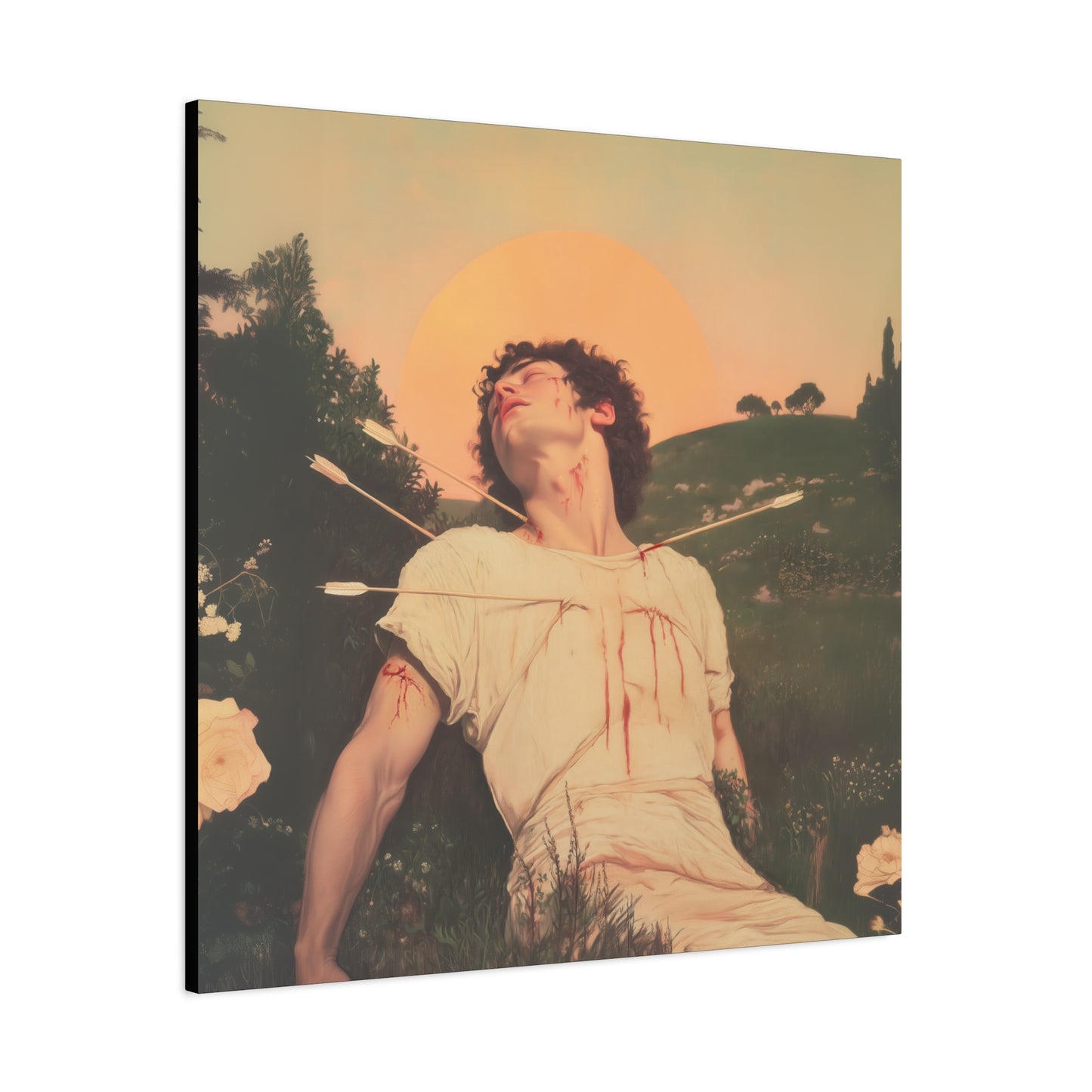 Saint Sebastian -  Museum Wrapped Canvas - Sanctified Souls Print - Religious Art for your Home - Catholic Patron Saint Art