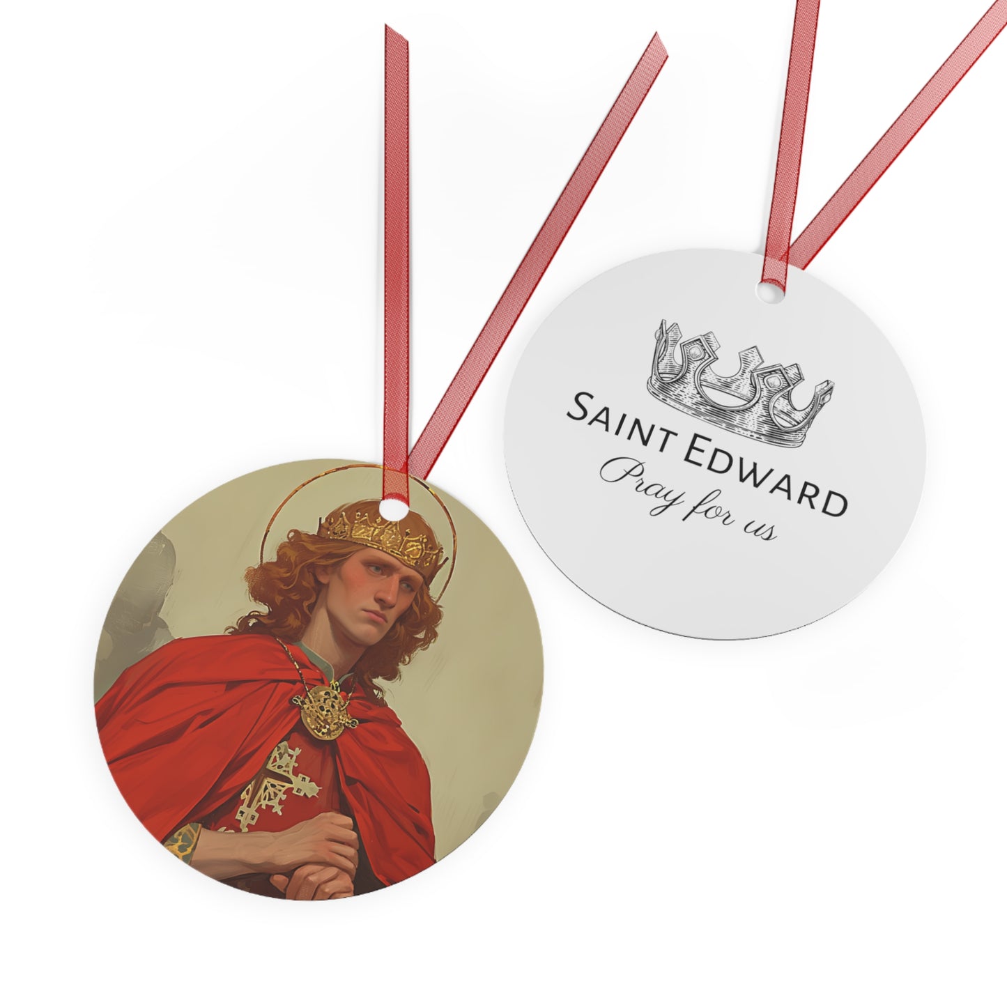 Saint Edward the Martyr Metal Ornament - Religious Holiday Christmas Ornament and Keepsake - Catholic Prayer Ornament - Gift Item