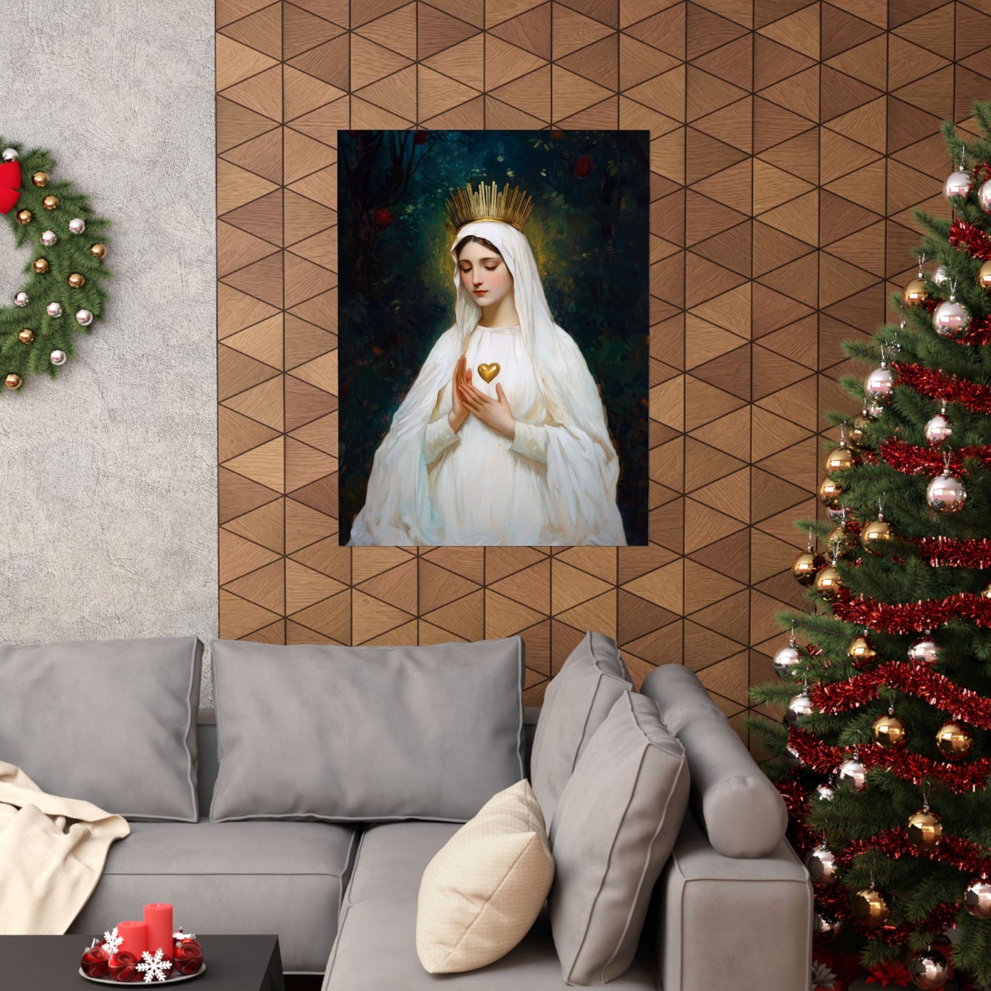 Our Lady of Beauraing - Our Lady of the Golden Heart - Marian Art - Sanctified Souls Print - Multiple Sizes - Premium Vertical Posters