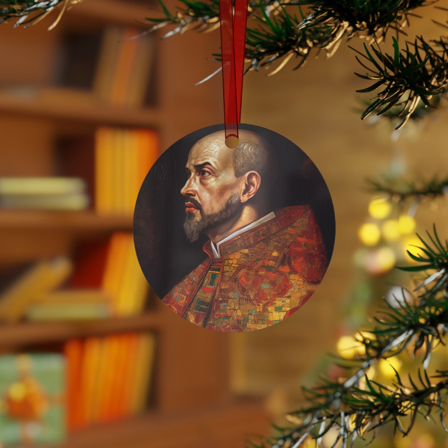 Saint Ignatius of Loyola Metal Ornament - Religious Holiday Christmas Ornament and Keepsake - Double sided - Prayer Ornament