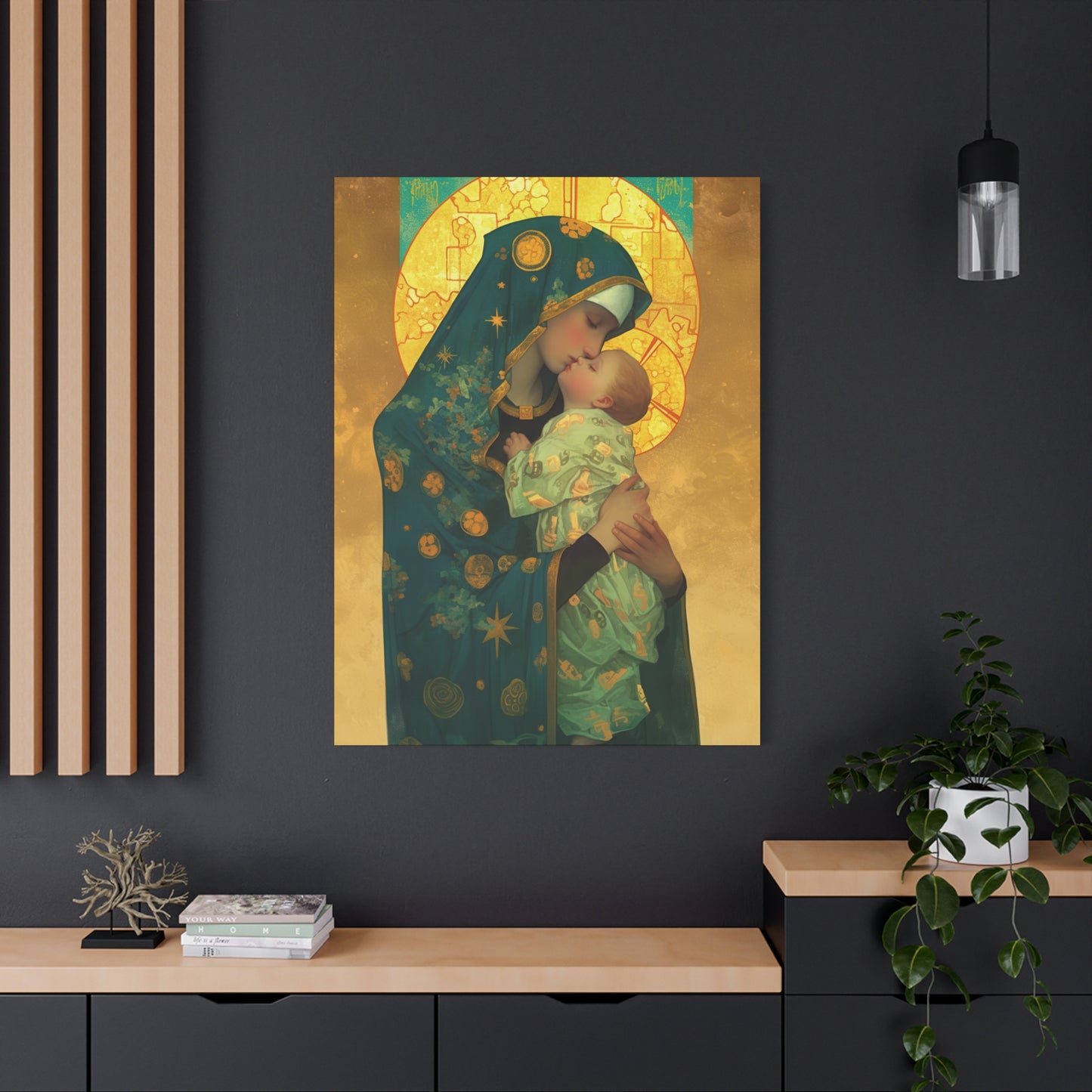 Peaceful Refuge - Mary and the Christ Child - Museum Wrapped Canvas - Print - Religious Art for your Home - Catholic Saint Art