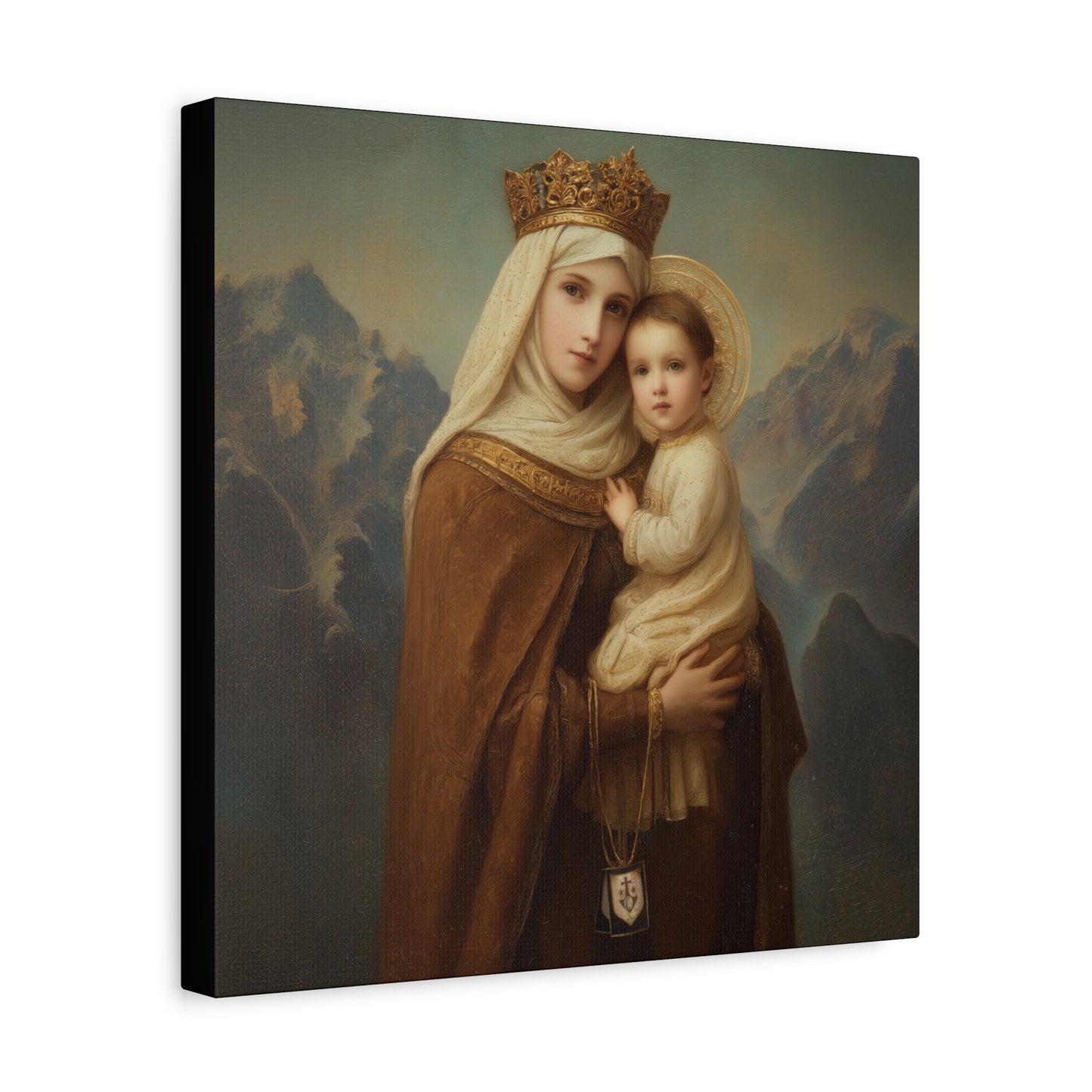 A Cord Between Heaven and Earth - Our Lady of Mount Carmel Wrapped Canvas Print - Multiple Sizes - Catholic Home art Matte Canvas, Stretched