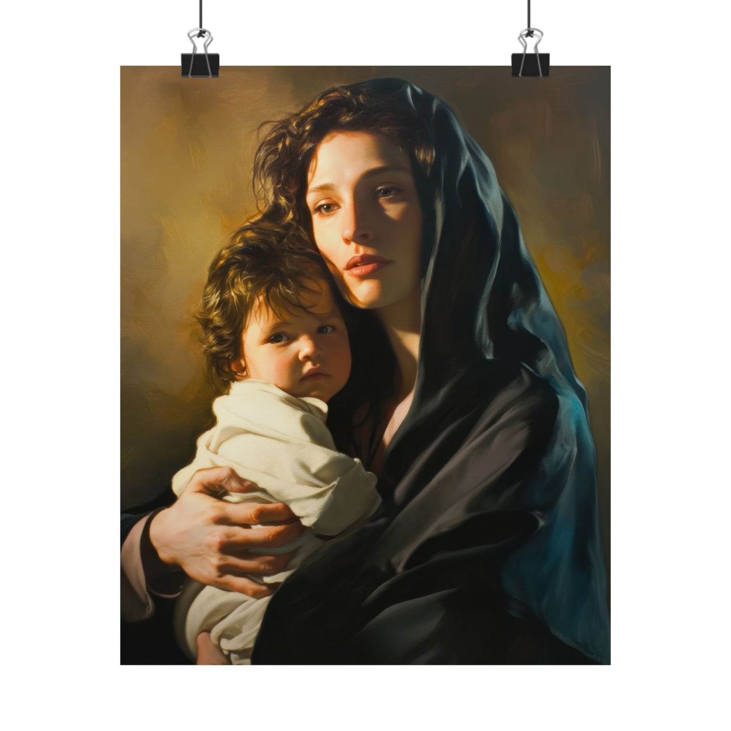 A mother's Gentle Embrace - Mary and The Christ Child - Sanctified Souls Print - Multiple Sizes - Premium Posters - Catholic Art - Christian