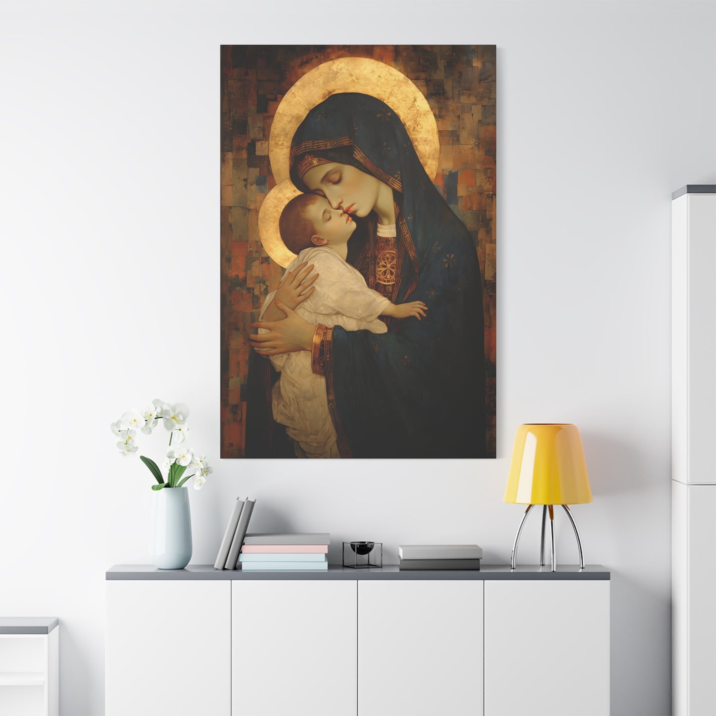 Mother of Mercy - Museum Wrapped Canvas - Sanctified Souls Print - Religious Art for your Home - The Virgin Mary and The Christ Child