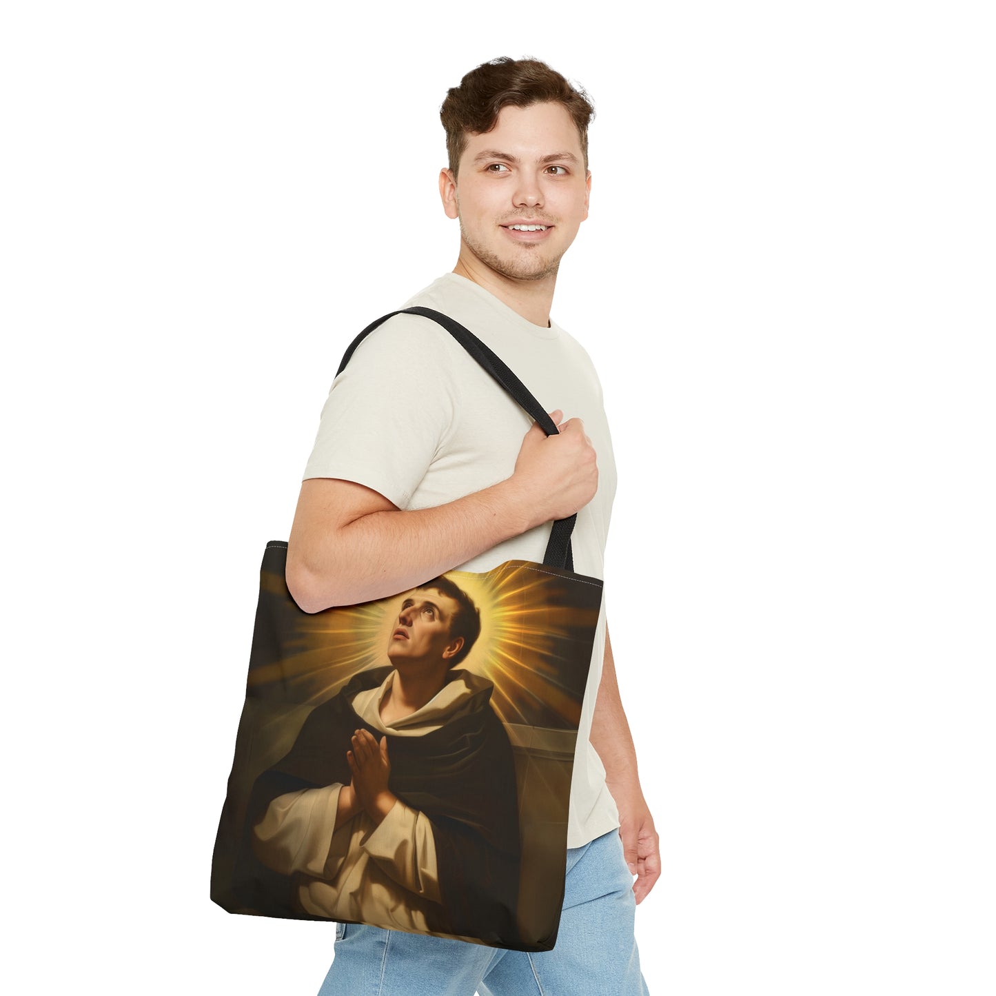 Saint Thomas Aquinas Tote Bag - Three sizes - Large Medium Small Faith Art Bag - Catholic purse - Double Sided - Patron Saint Art