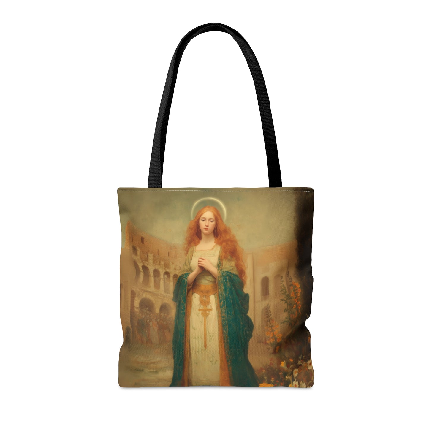 Saint Justina - Tote Bag - Large Medium Small Faith Art Bag - Bible Study Faith Purse - Double Sided Prayer Tote