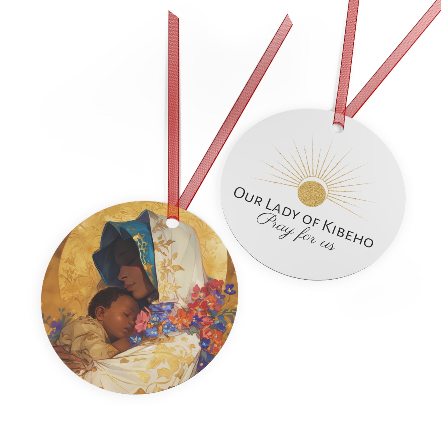 Divine Radiance- Our Lady of Kibeho's Blessing Metal Ornament - Religious Holiday Christmas Ornament and Keepsake - Catholic Keepsake