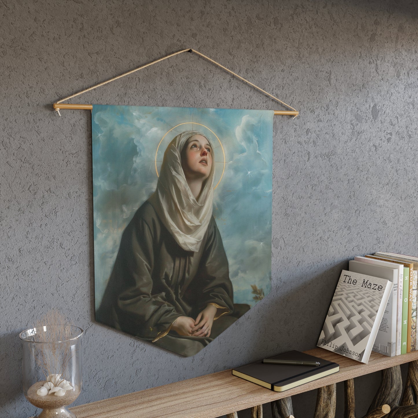 Saint Margaret of Cortona Wall Banner / Wall Hanging / Pennant - Religious Wall Tapestry - Catholic Art - 18" x 21"