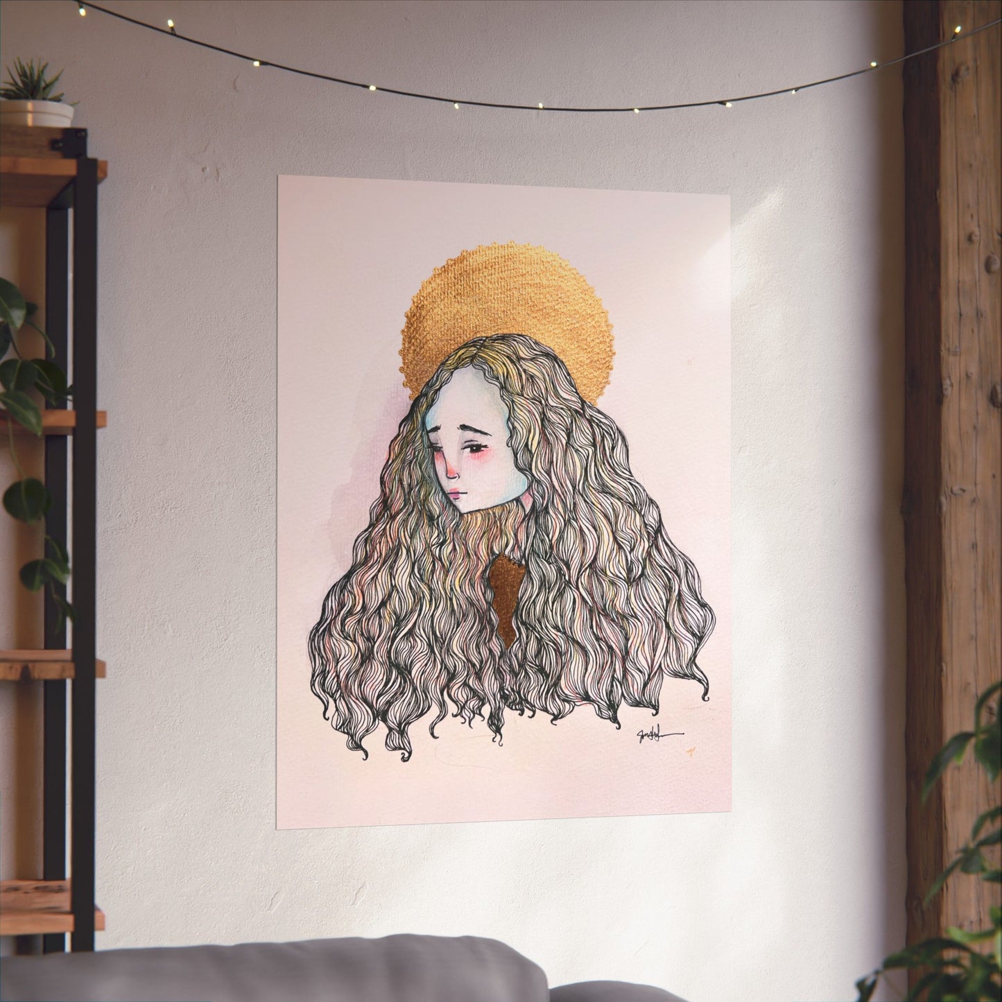 Saint Philomena Poster Print - Hand-Drawn Catholic Art Print | Christian Devotional Wall Art | Sanctified Solocosmo Religious Poster