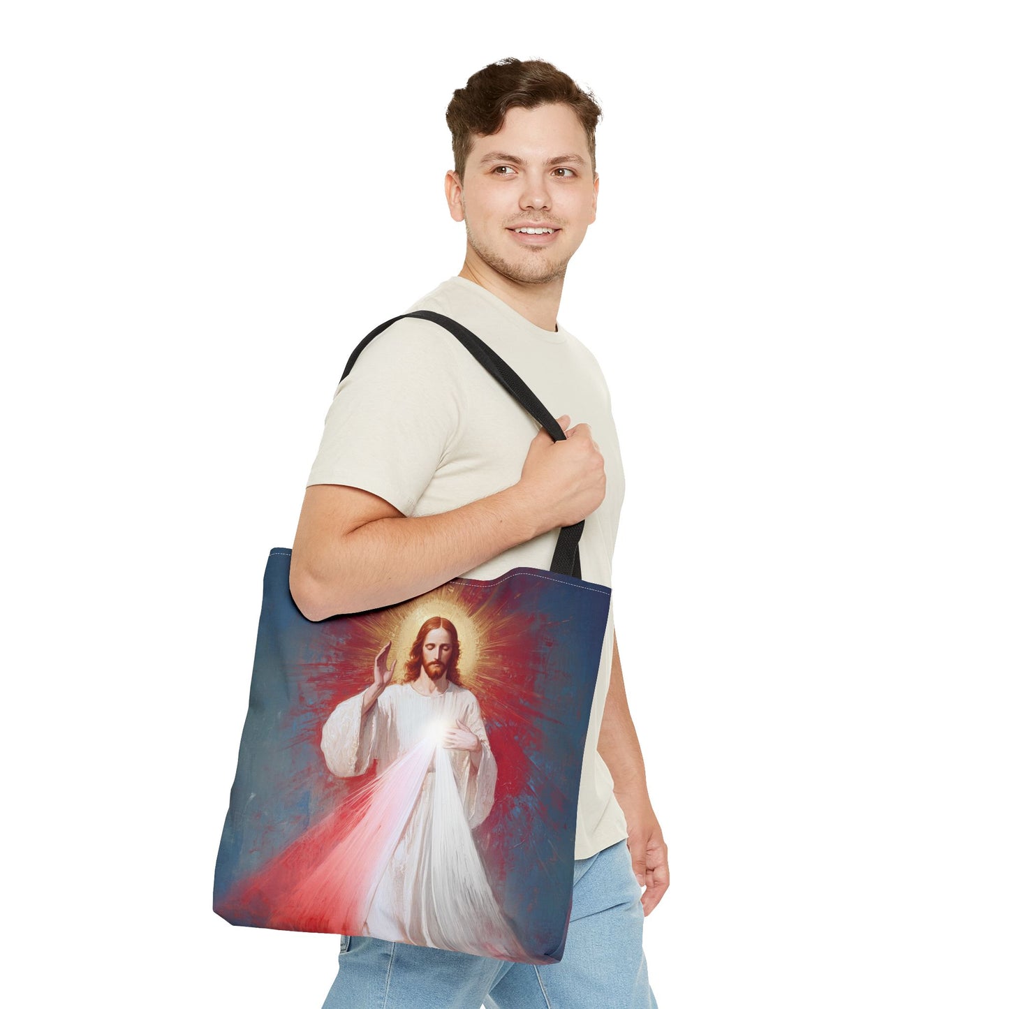 The Divine Mercy - Our Lord Jesus Christ - Tote Bag - Large Medium Small Faith Art Bag - Re-usable Tote Purse - Double Sided