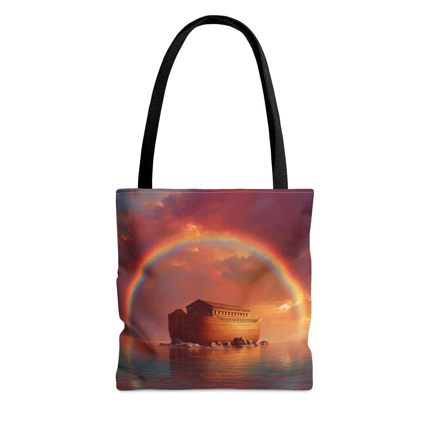 Sheltered Beneath the Covenant Sky - Noah's Ark Tote Bag - Large Medium Small Faith Art Bag - Catholic Faith Purse - Double Sided