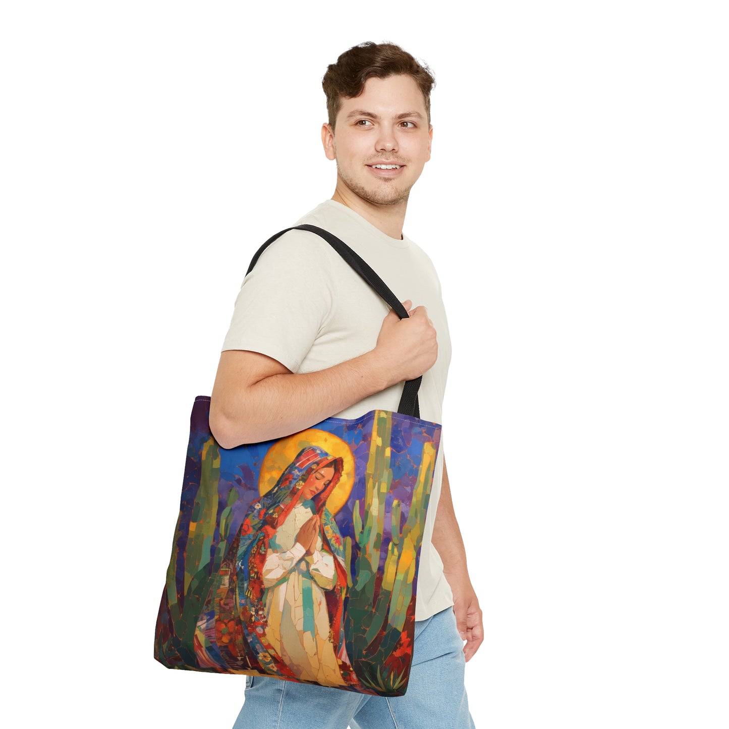 Radiant Light of Our Lady of Guadalupe Tote Bag - Large Medium Small Faith Art Bag - Catholic Faith Purse - Religious Carry All