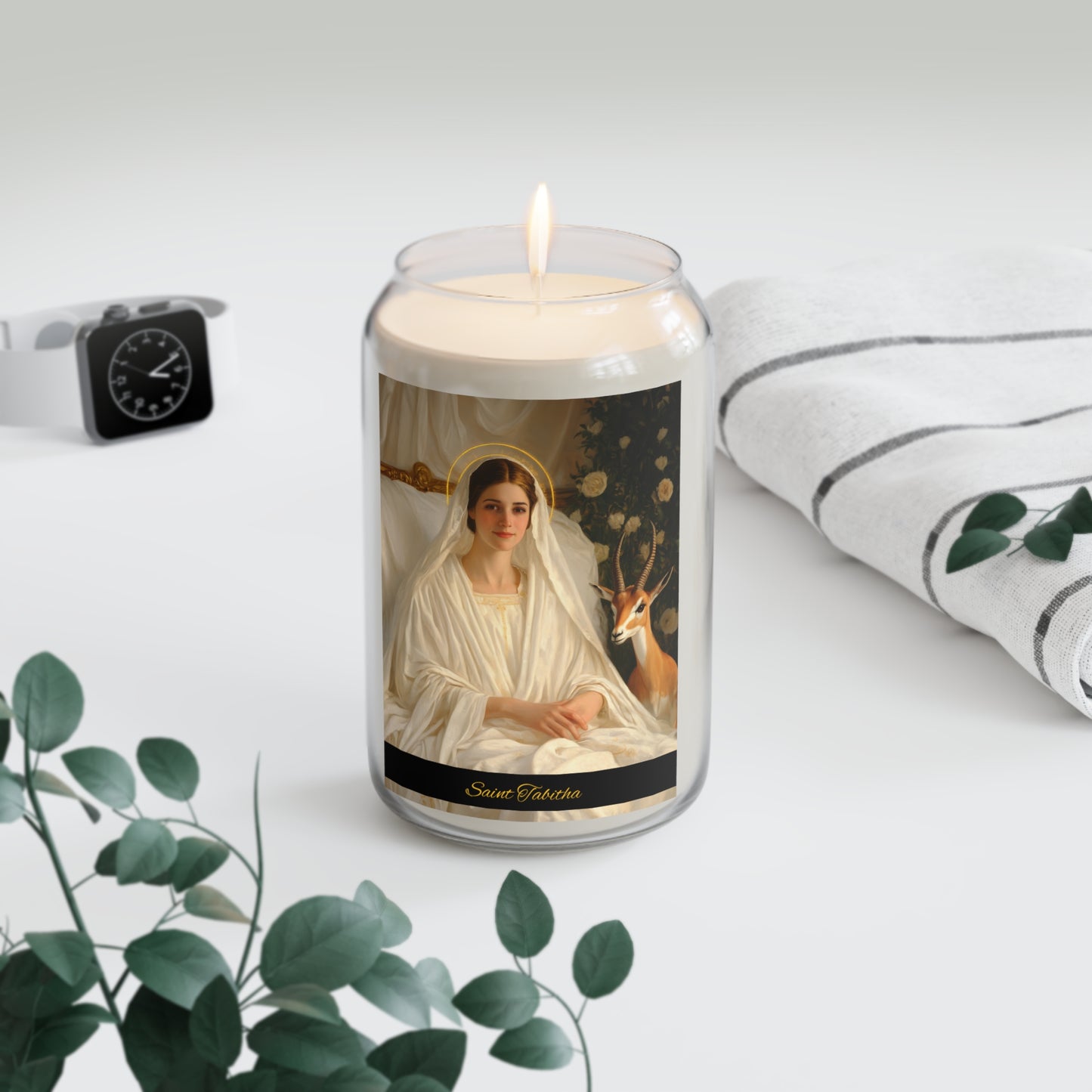 Saint Tabitha - Scented Prayer Candle, 13.75oz -  Candle - Catholic Art - prayer room Scented Candle - Religious Saint Art