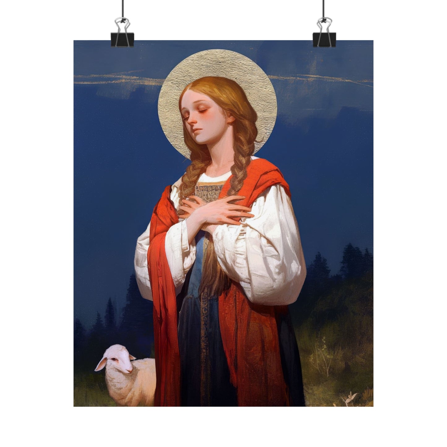 Saint Genevieve - Sanctified Souls Print - Multiple Sizes - Premium Matte Vertical Posters