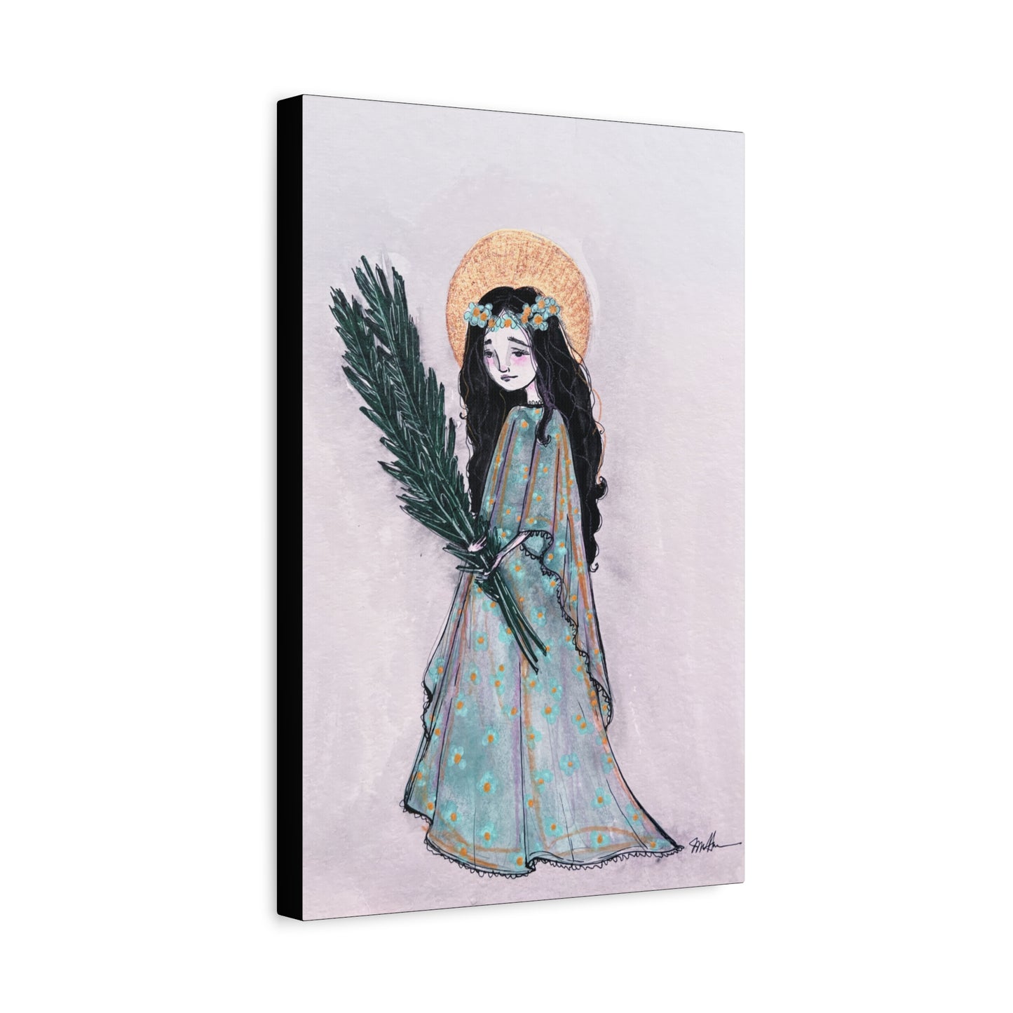 Saint Faith Canvas Print - Hand-Drawn Art - Catholic Print | Faith Hope and Charity Sacred Art | Sanctified Solocosmo Religious Artwork