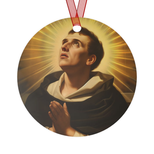Saint Thomas Aquinas Metal Ornament - Religious Holiday Christmas Ornament and Keepsake - Double sided - Prayer Ornament
