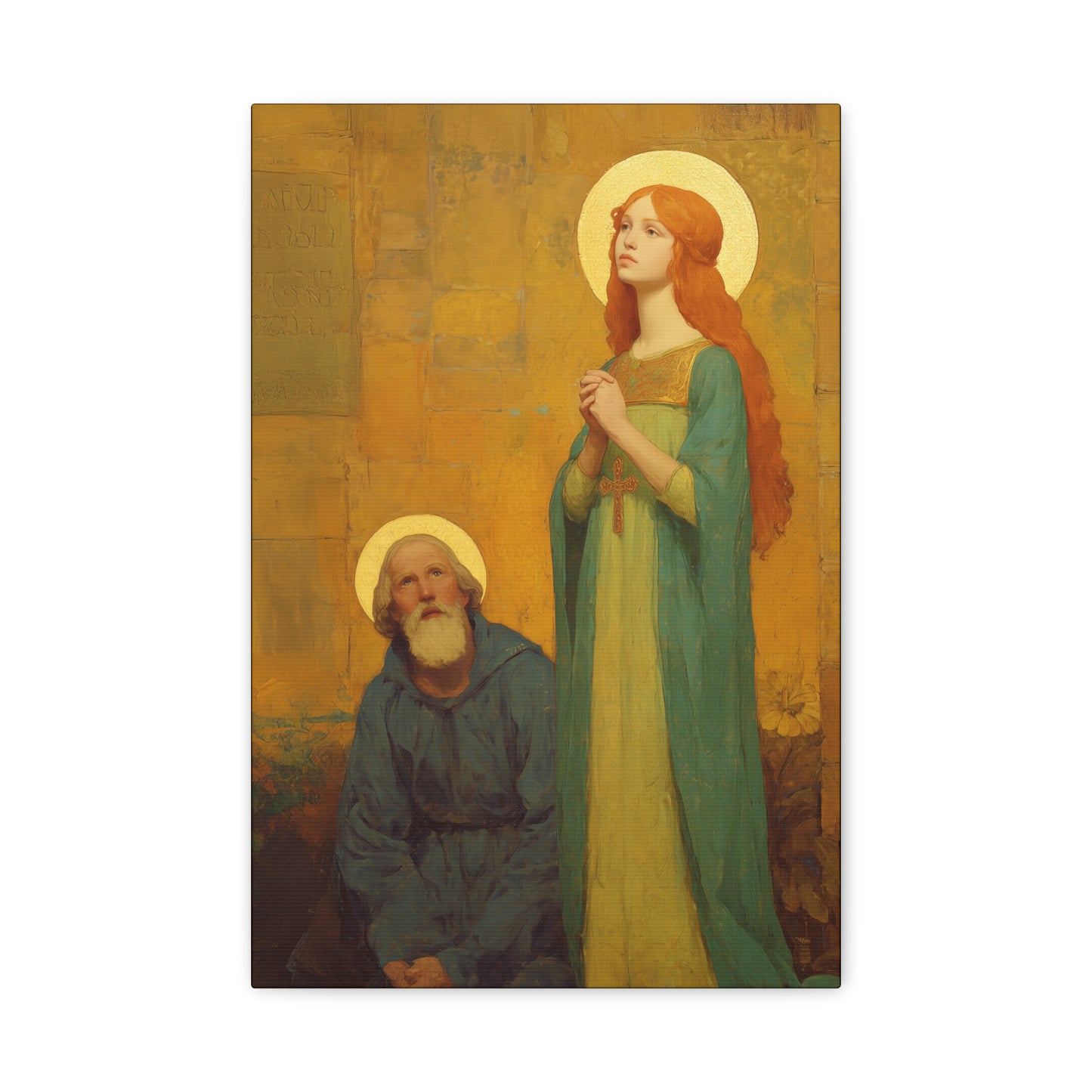 Saints Justina and Cyprian - Multiple Sizes - Catholic Home art - Museum Wrapped Canvas - Sanctified Souls Print - Catholic Martyr Art