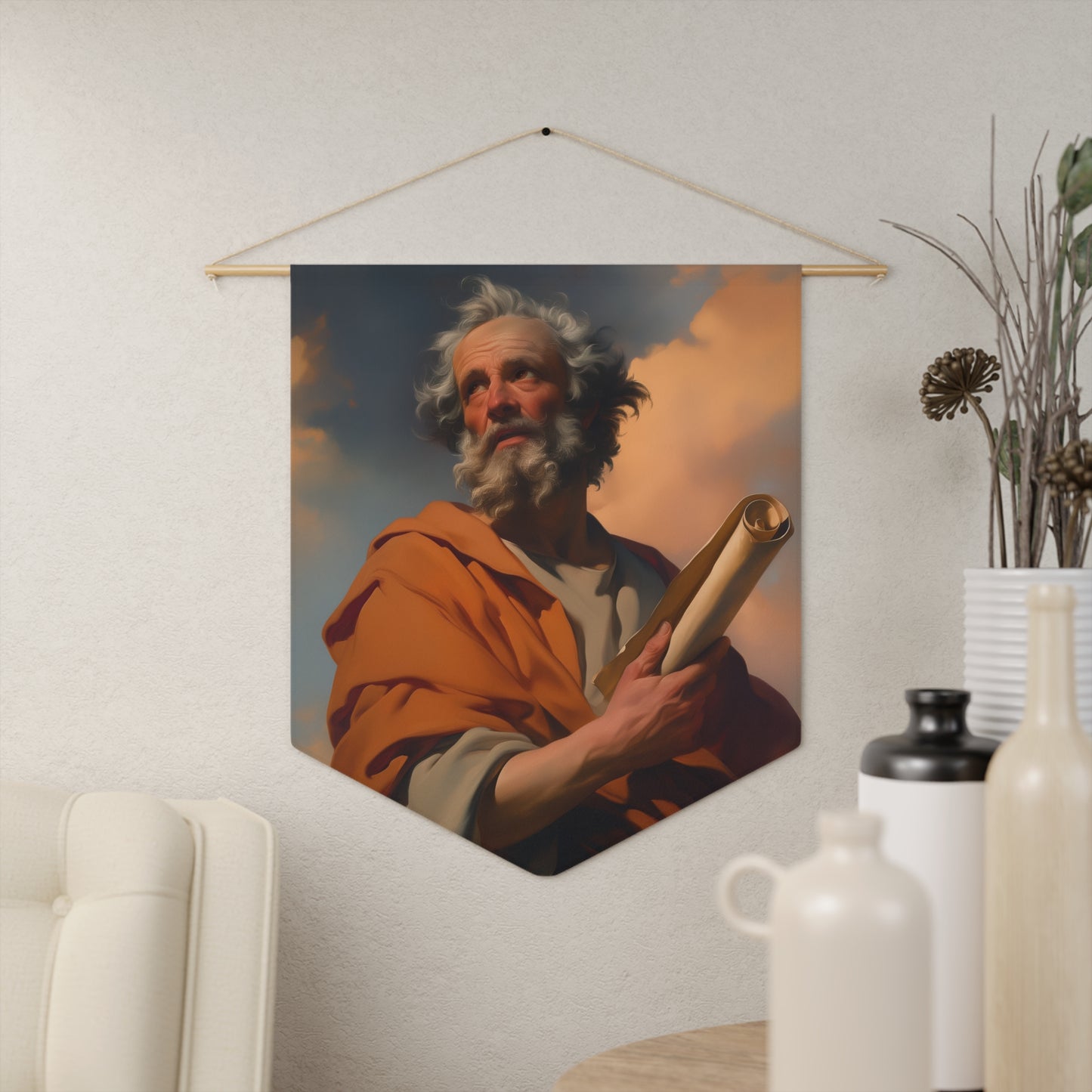 Saint Paul the Apostle - Pennant / Banner / Wall Hanging - Prayer room art - Catholic Home - 18" x 21"