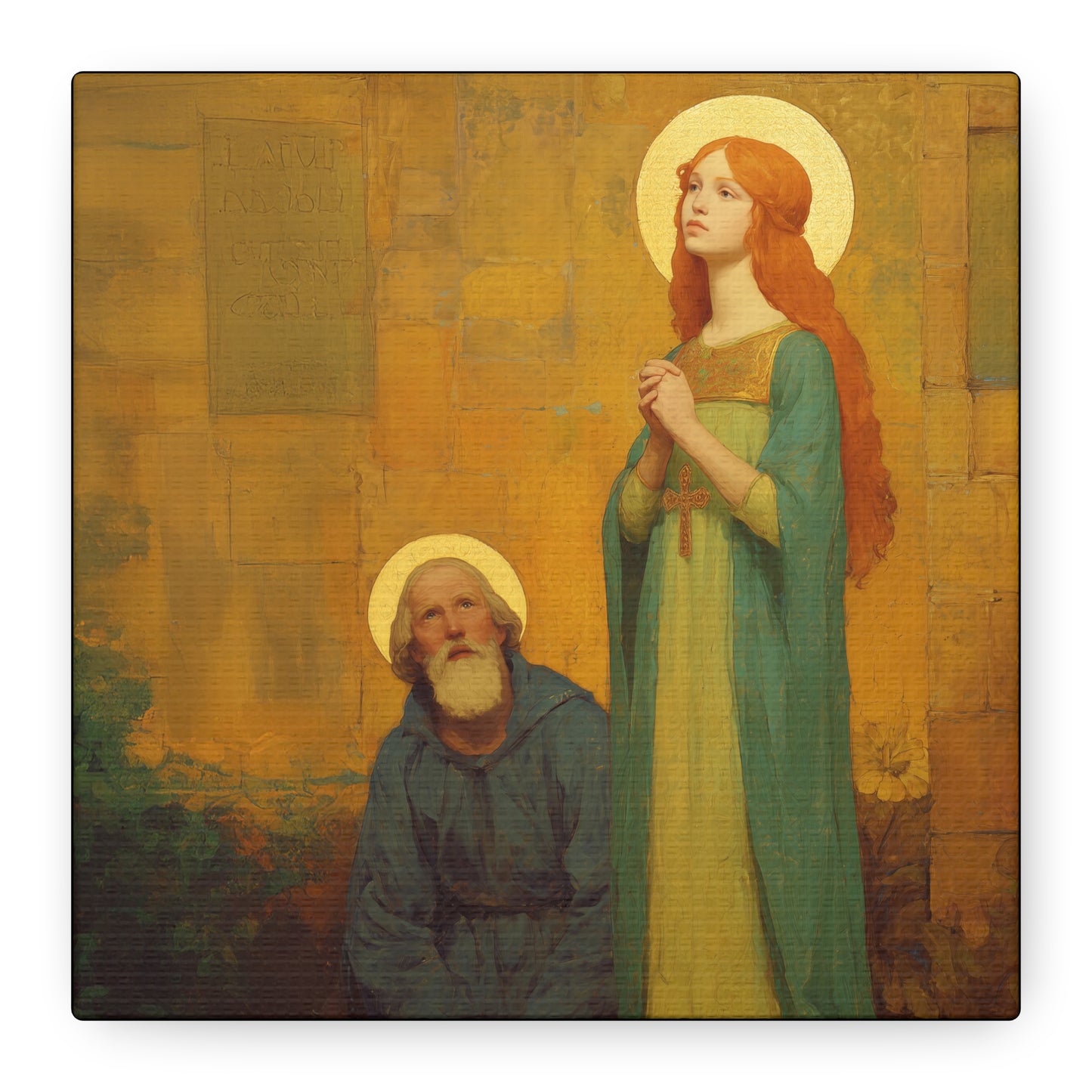 Saints Justina and Cyprian - Multiple Sizes - Catholic Home art - Museum Wrapped Canvas - Sanctified Souls Print - Catholic Martyr Art