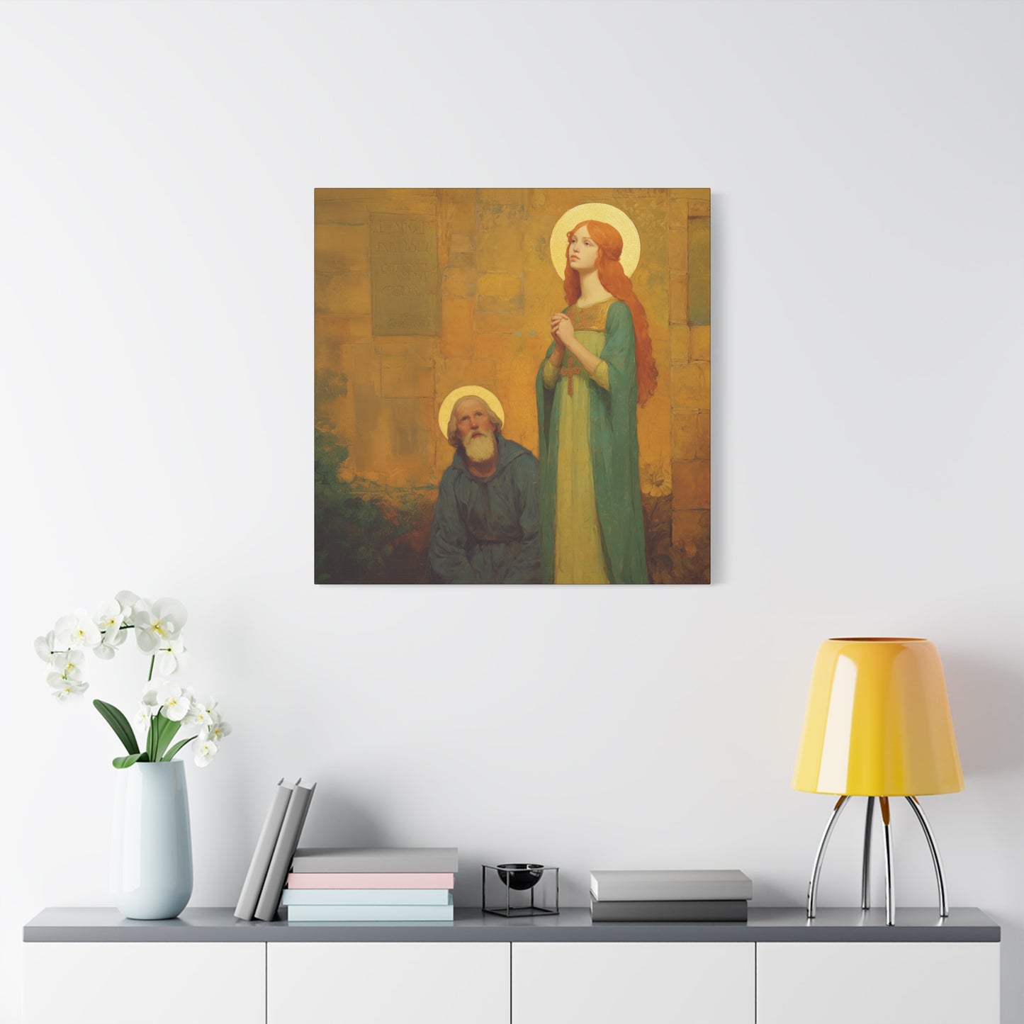 Saints Justina and Cyprian - Multiple Sizes - Catholic Home art - Museum Wrapped Canvas - Sanctified Souls Print - Catholic Martyr Art