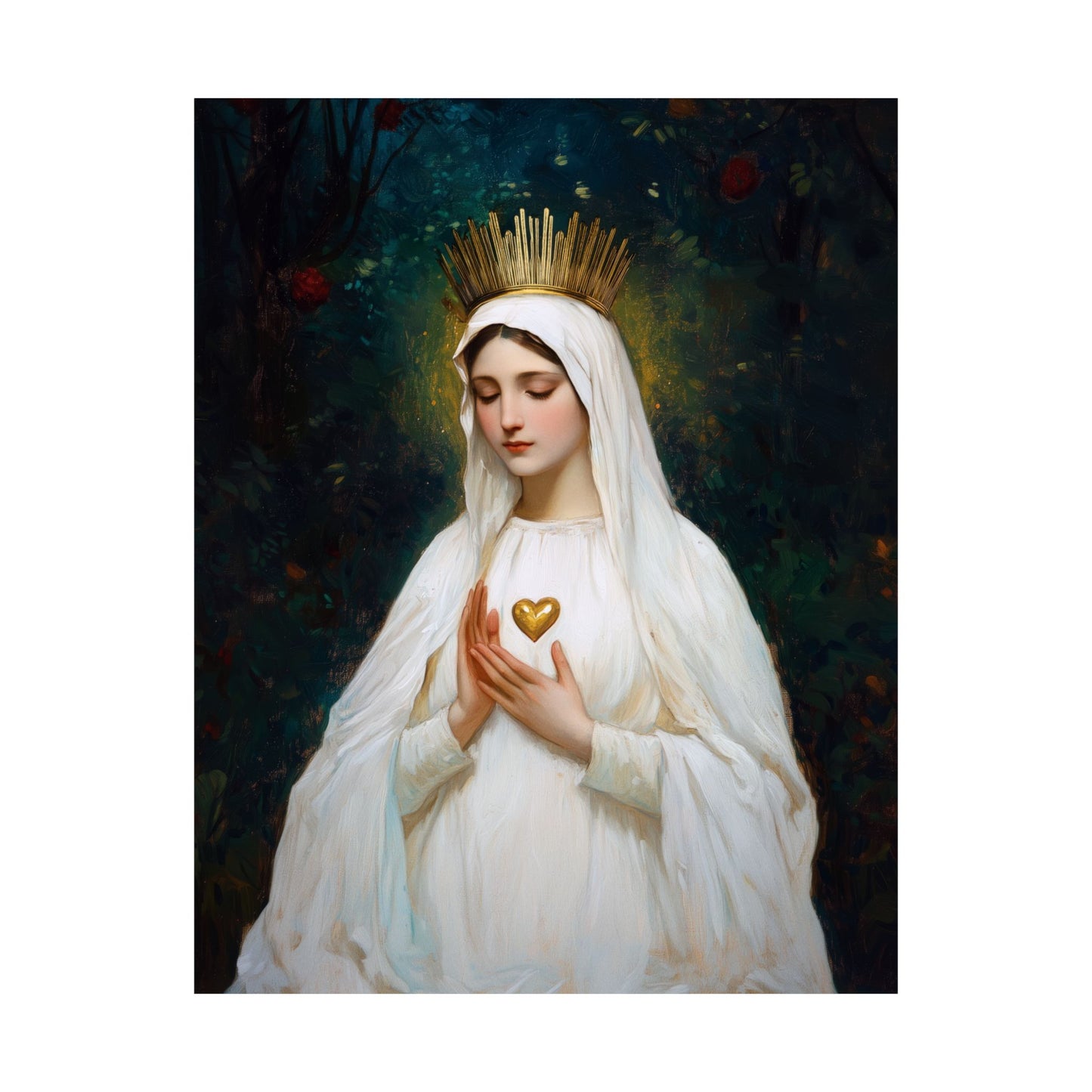 Our Lady of Beauraing - Our Lady of the Golden Heart - Marian Art - Sanctified Souls Print - Multiple Sizes - Premium Vertical Posters