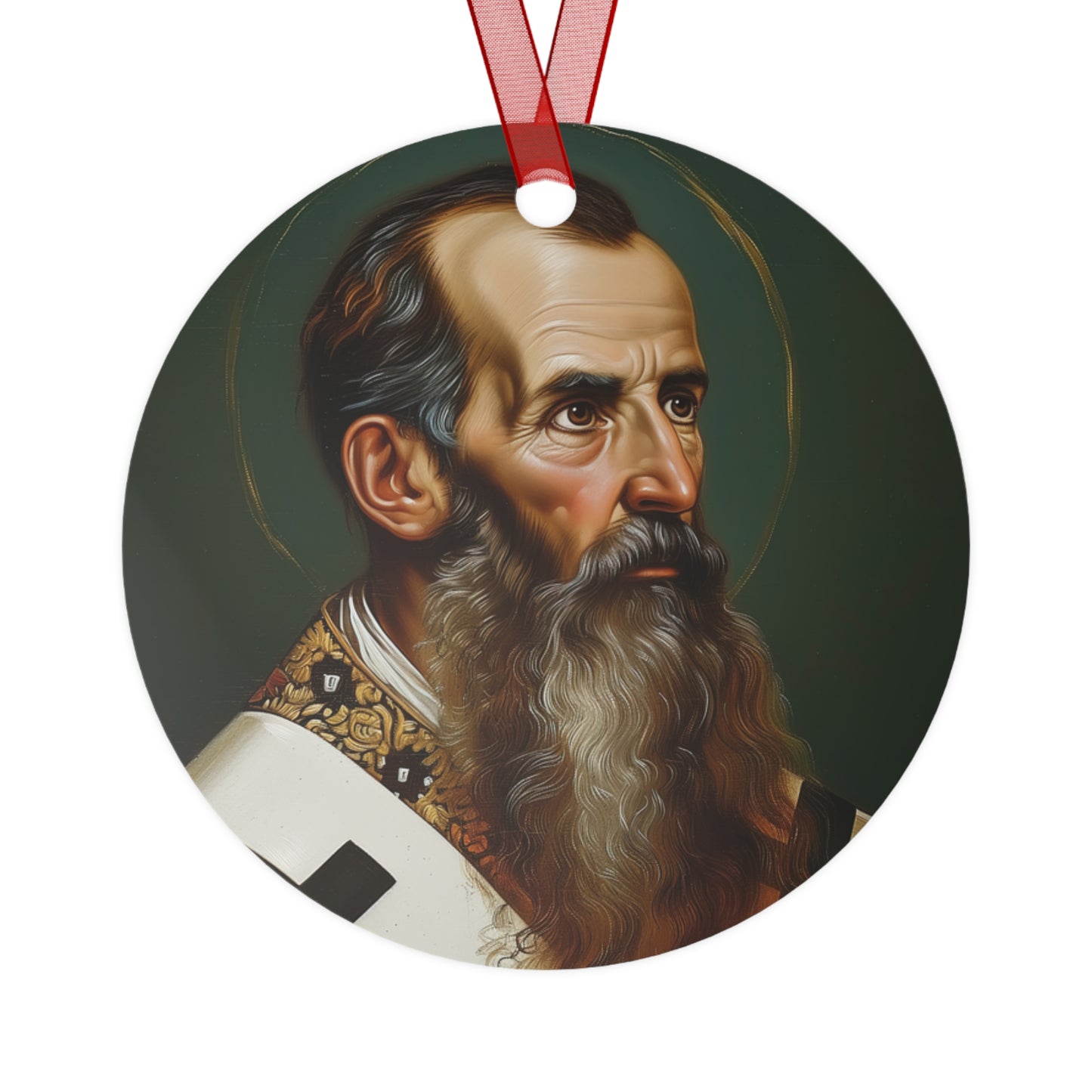 Saint Basil the Great Metal Ornament - Religious Holiday Christmas Ornament and Keepsake - Double sided - Prayer Ornament