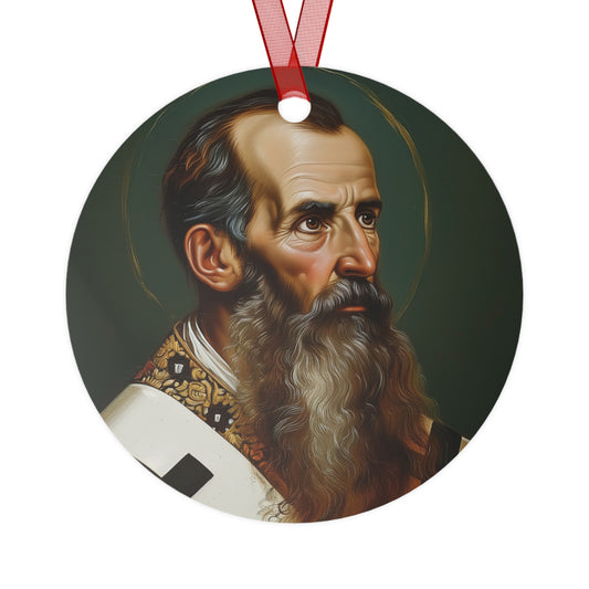 Saint Basil the Great Metal Ornament - Religious Holiday Christmas Ornament and Keepsake - Double sided - Prayer Ornament