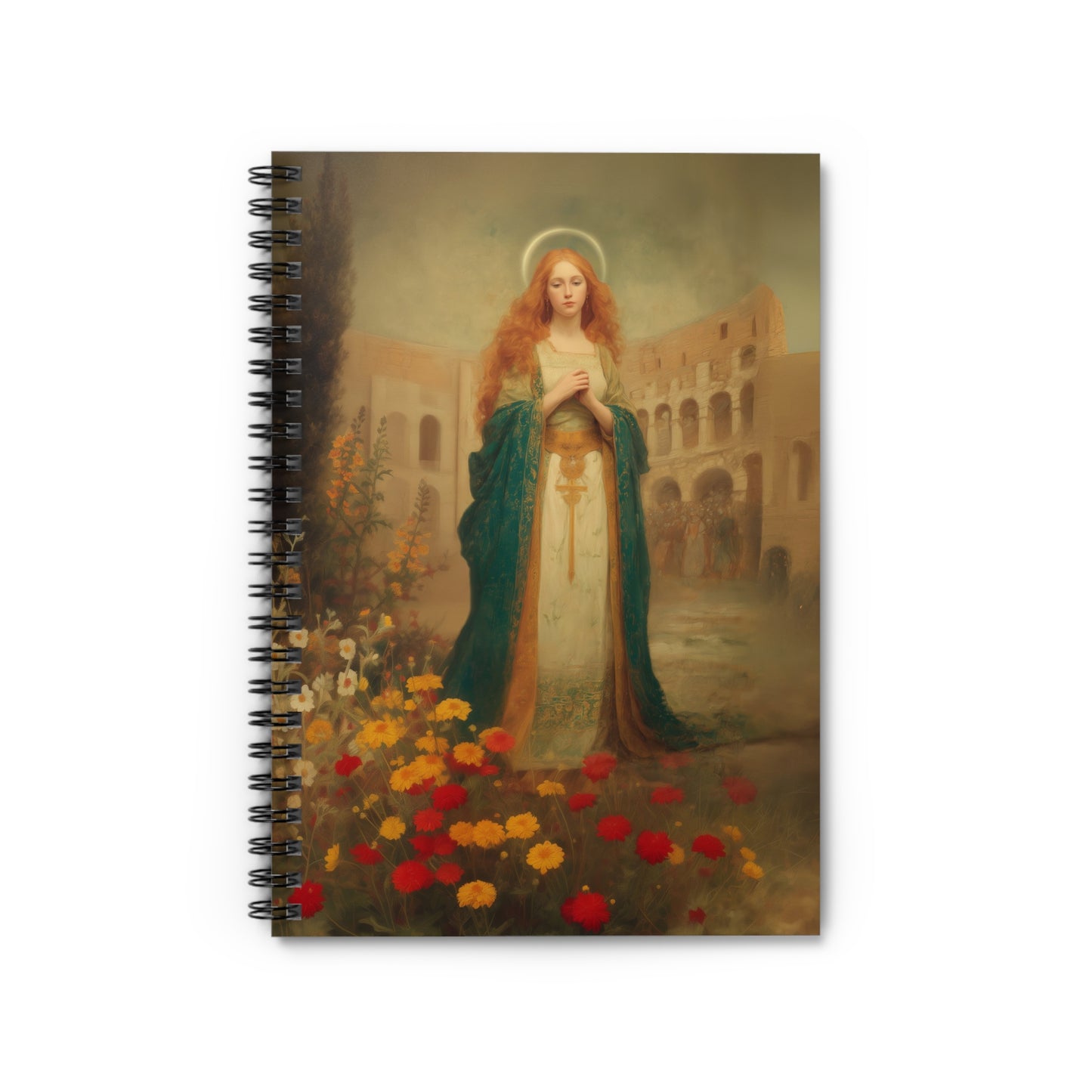 Saint Justina - Sanctified Souls Art - Religious Based Notebook - Spiral Notebook - Prayer journal - Martyr Art - Catholic Art