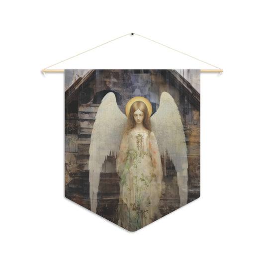 The Unseen Protector Wall Banner / Wall Hanging - Unique Religious Art for your home - Prayer room - Guardian Angel - 18" x 21"