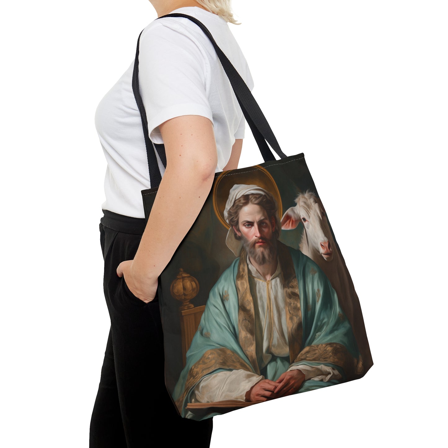 Saint Luke the Evangelist Tote Bag - Large Medium Small Faith Art Bag - Re usable Tote Purse - Double Sided - Catholic Art Bag