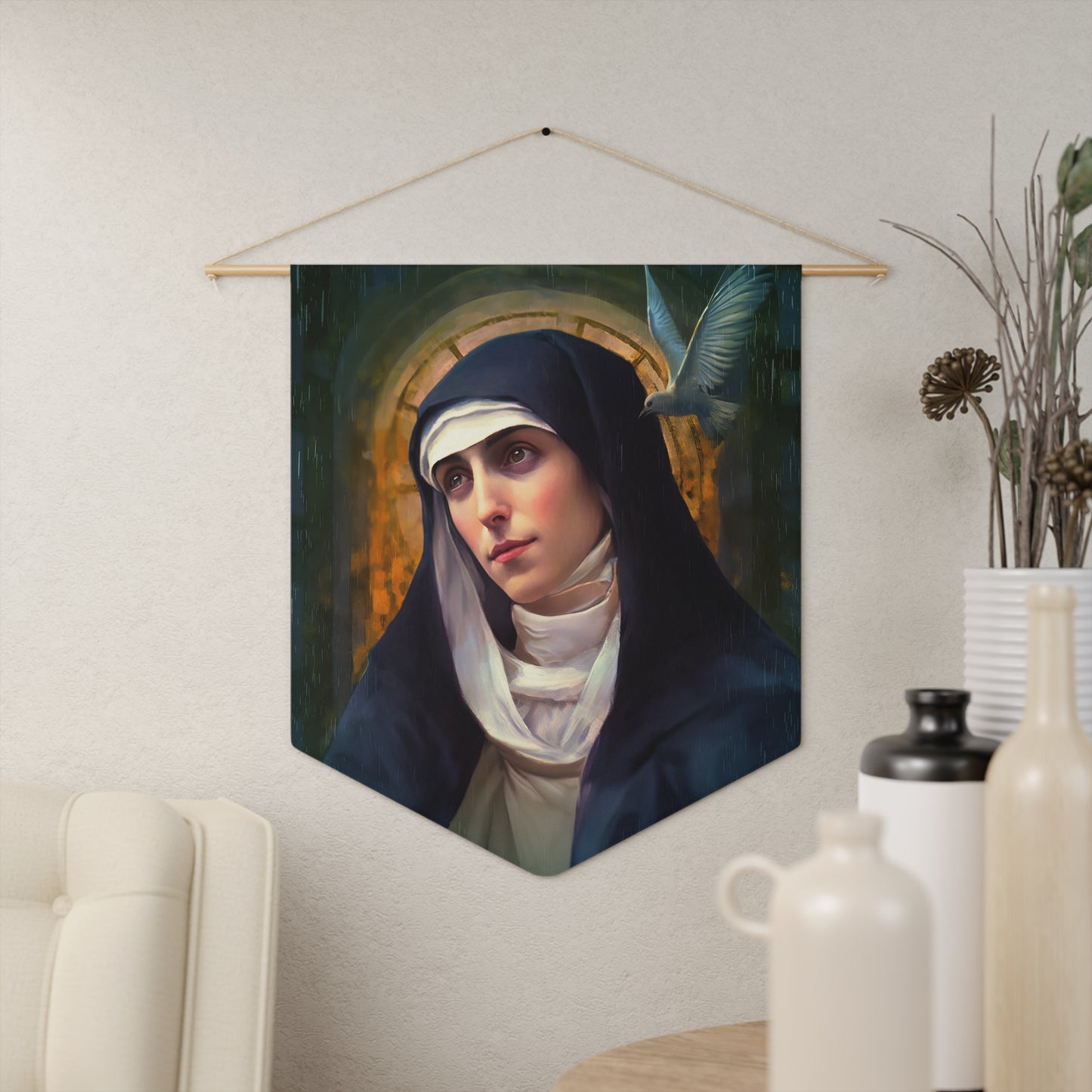 Saint Teresa of Avila Wall Banner / Wall Hanging / Pennant - Religious Art for your home - Catholic Art - Large - 18" x 21"