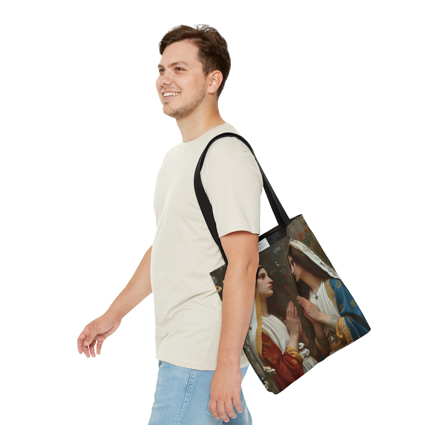 Saints Emiliana and Trasilla Tote Bag - Large Medium Small Faith Art Bag - Re usable Tote Purse - Double Sided - Catholic Art Bag