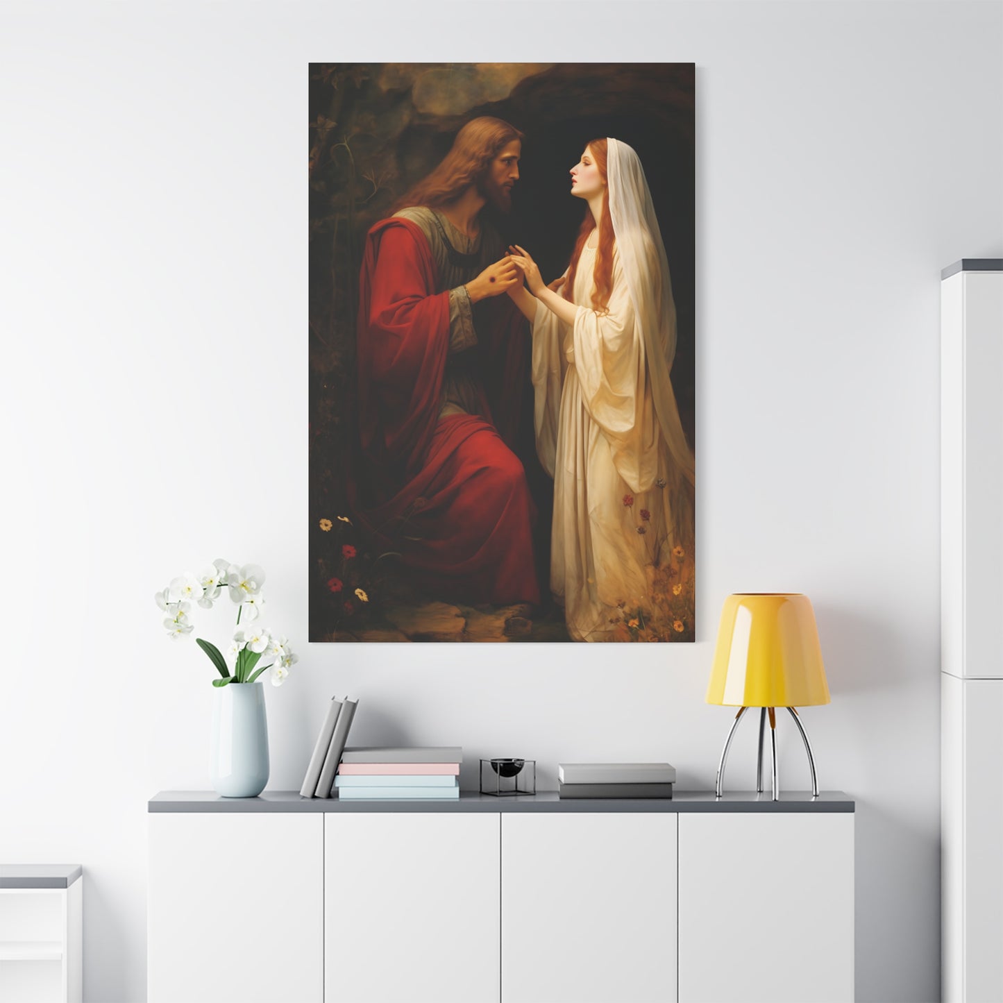 Revelation of Redemption Mary Magdalene and the Risen Christ - Gallery Wrapped Canvas - Sanctified Souls Print - Religious Art for your Home