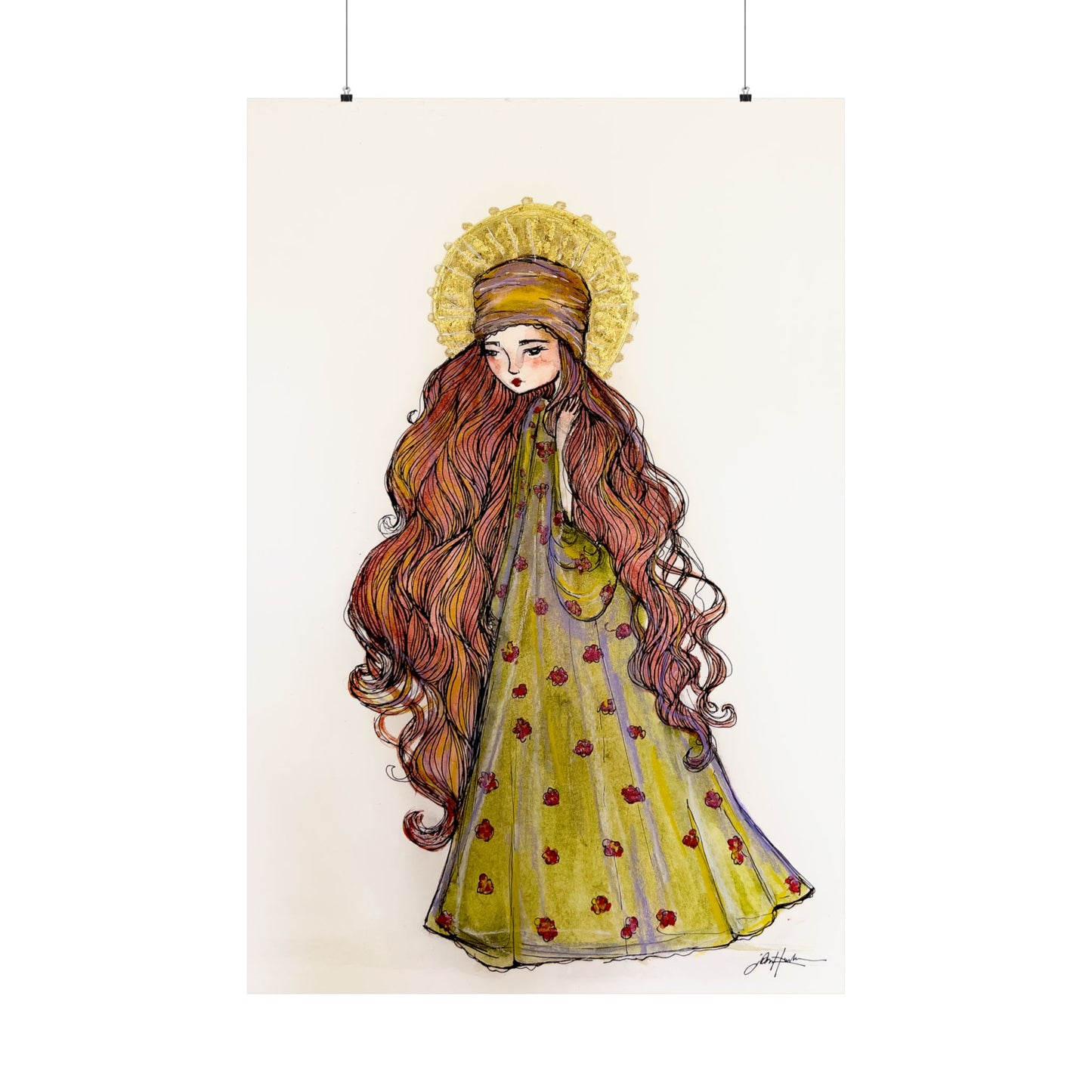 Saint Mary Magdalene Catholic Art Print | Hand-Drawn Watercolor Sacred Artwork | Christian Devotional Wall Art