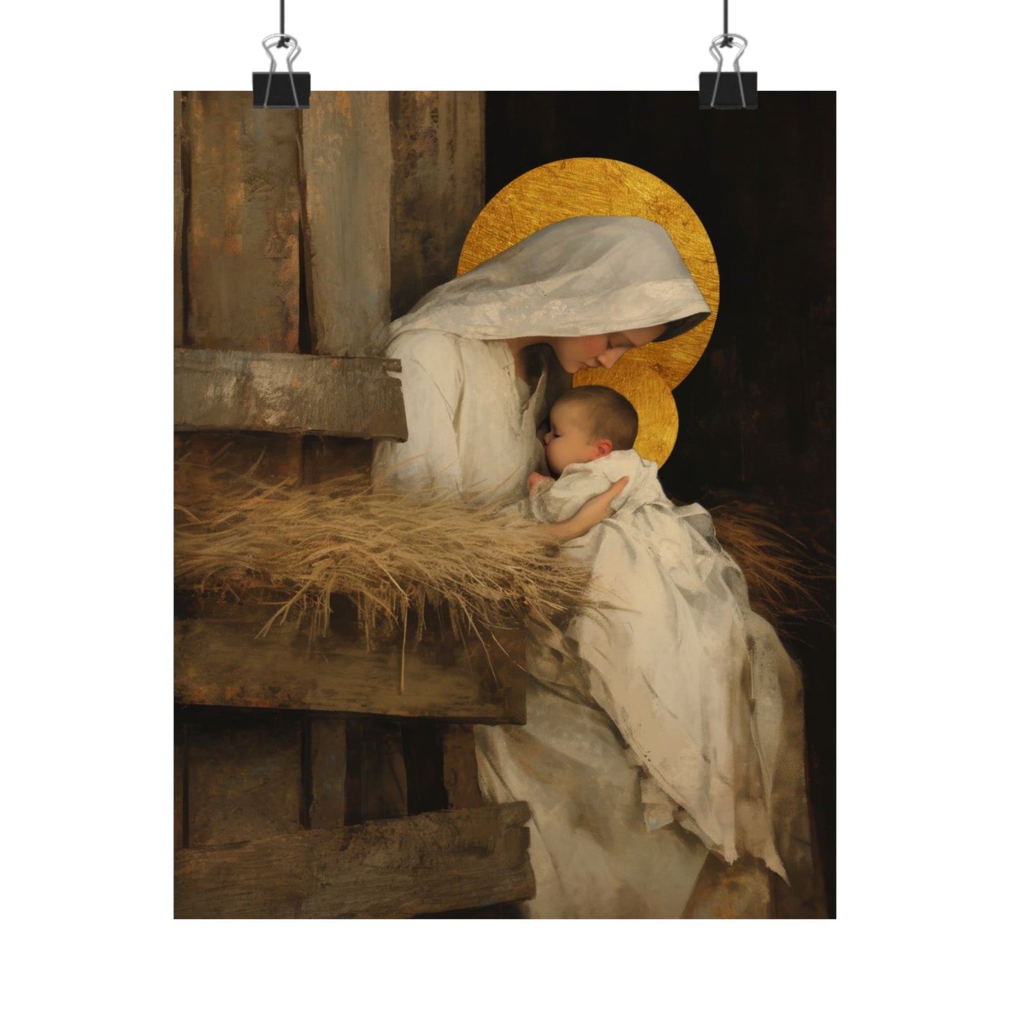 Our Lady of the Manger - Mother Mary and the Christ Child - Sanctified Souls Print - Multiple Sizes - Premium Matte Vertical Posters