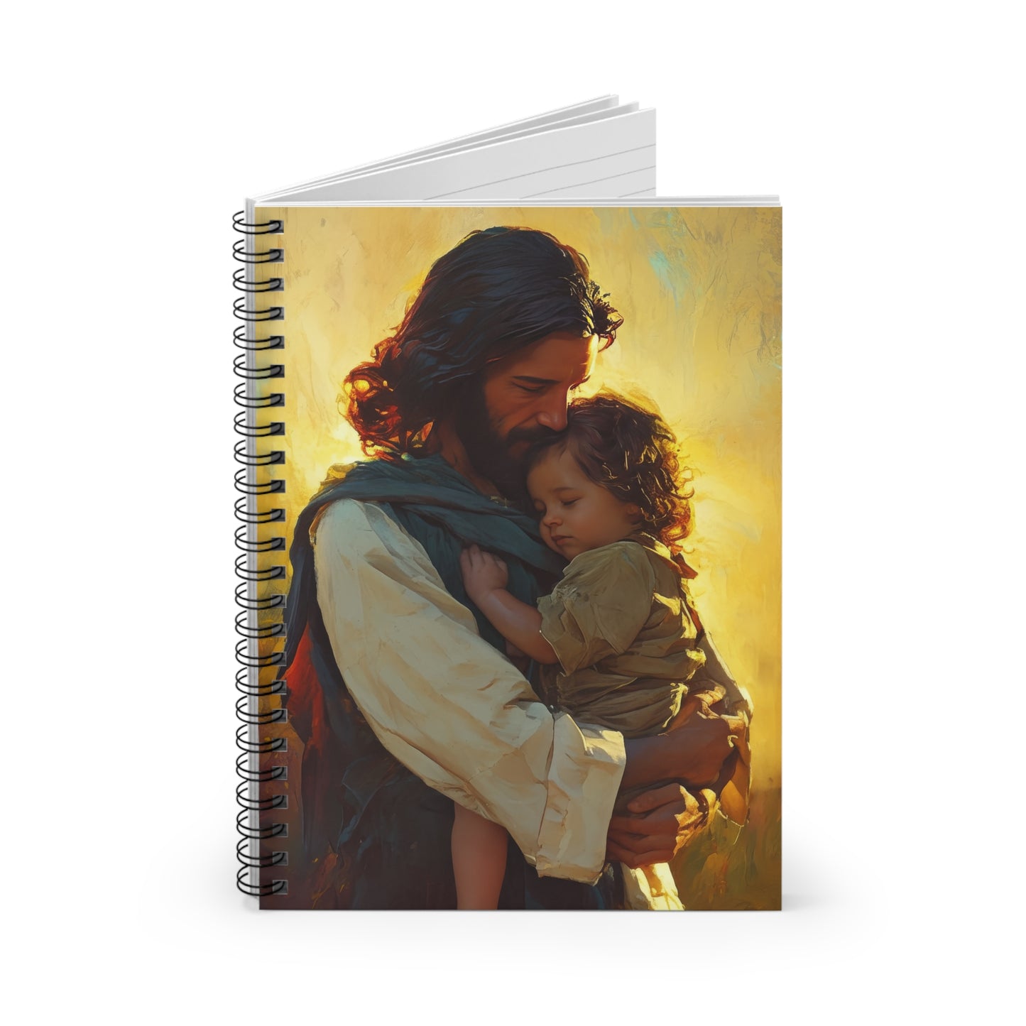 Divine Protector of the Innocent - Christ and Child - Sanctified Souls Art - Religious - Spiral Notebook - Ruled Line - Religious art