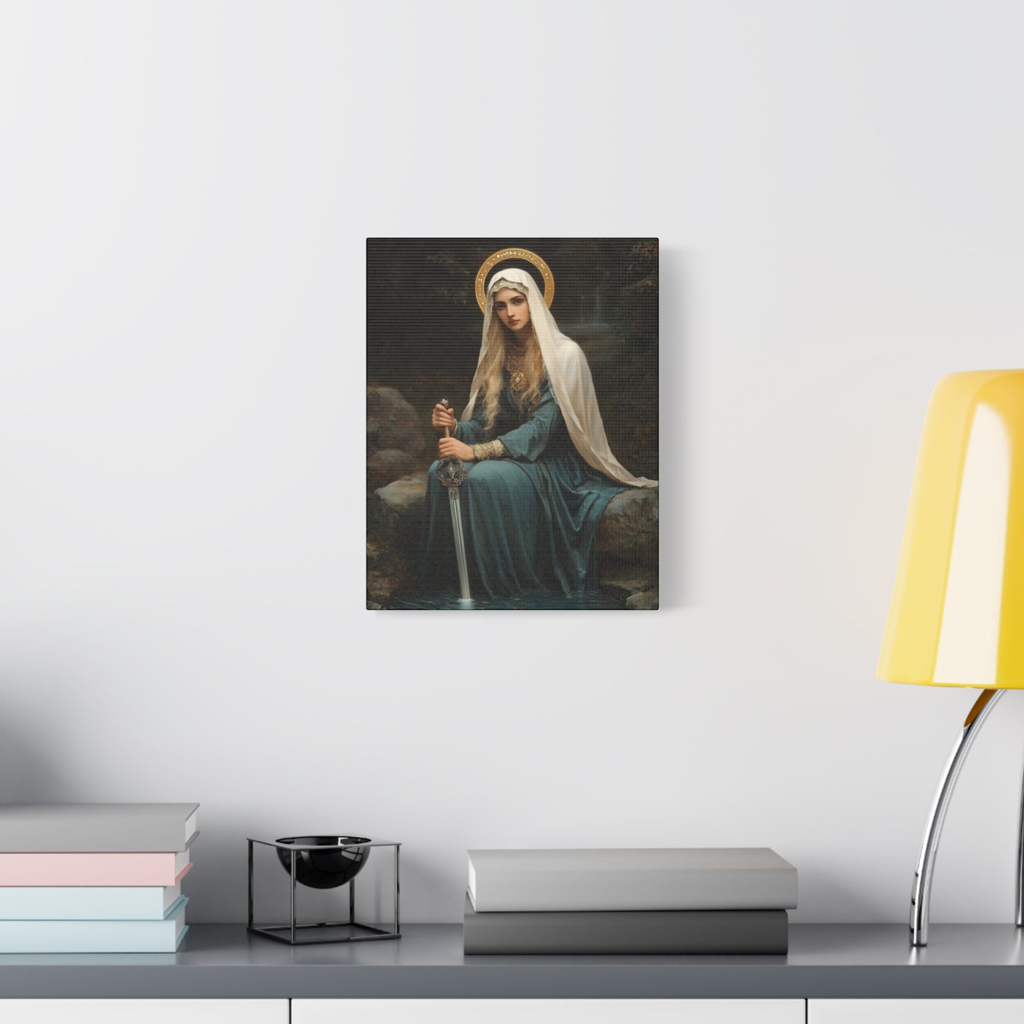 Saint Winifred - Museum Wrapped Canvas - Print - Religious Art for your Home - Christian print - Prayer Room Art - Catholic