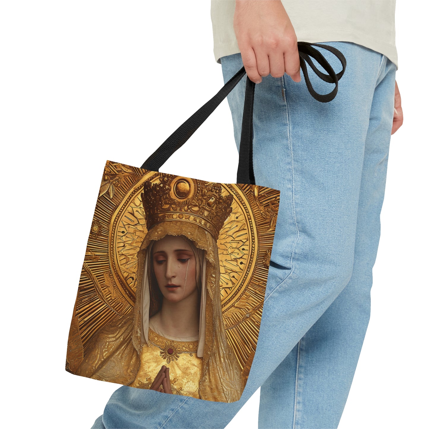 Gate of Eternity - The Golden Mary - Tribute to Our Lady of the Gate of Dawn Tote Bag - Large Medium Small Faith Art Bag - Golden Mary