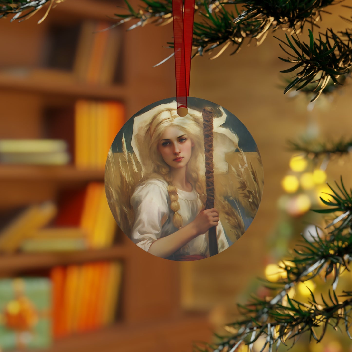 Saint Notburga Metal Ornament - Religious Holiday Christmas Ornament and Keepsake - Double sided Keepsake Religious Ornament