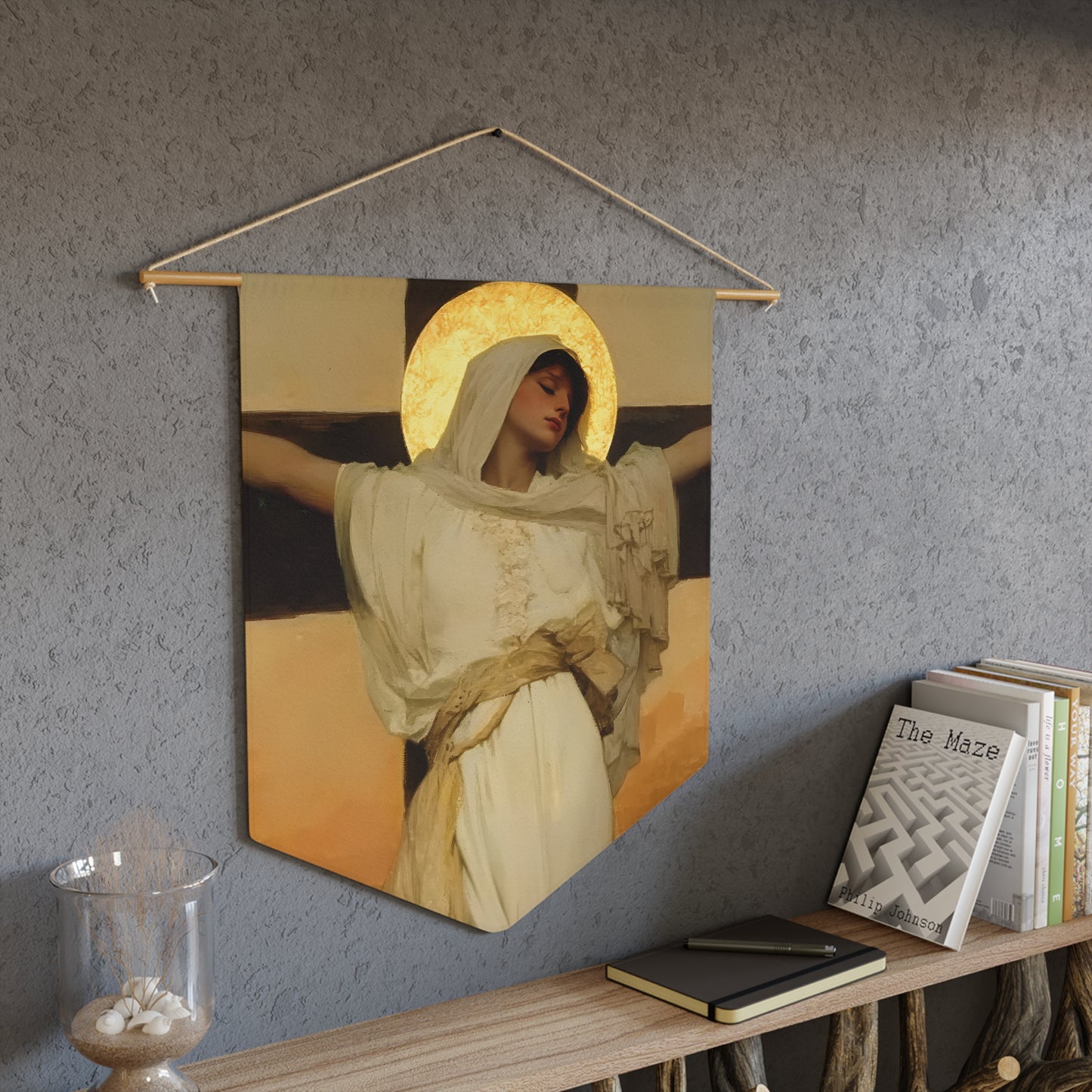 Saint Julia of Carthage Pennant / Banner / Wall Hanging - Prayer room art - 18" x 21" - Catholic prayer Religious Christian Gift