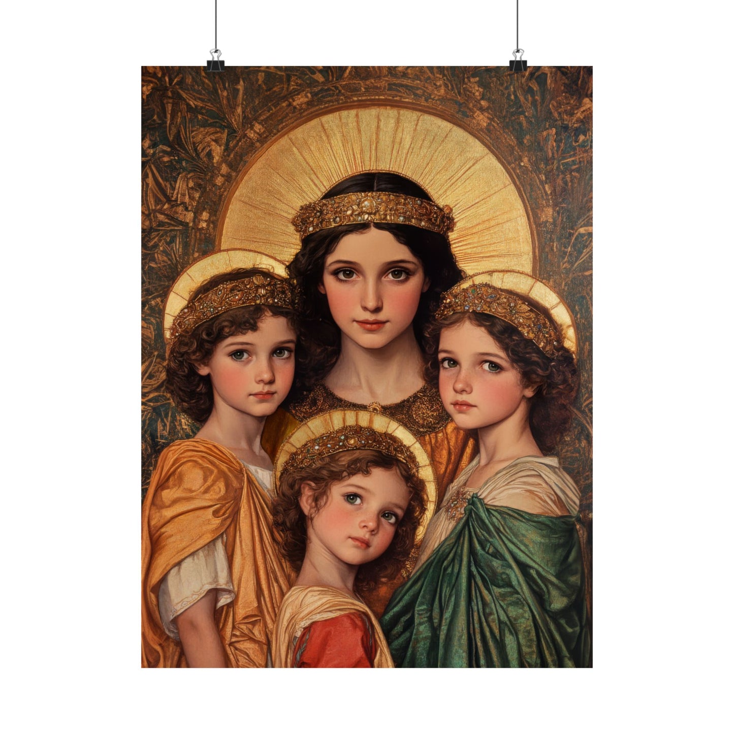 Saints Sophia, Faith, Hope and Charity - Sanctified Souls Print - Multiple Sizes - Premium Posters - Catholic Art - Christian