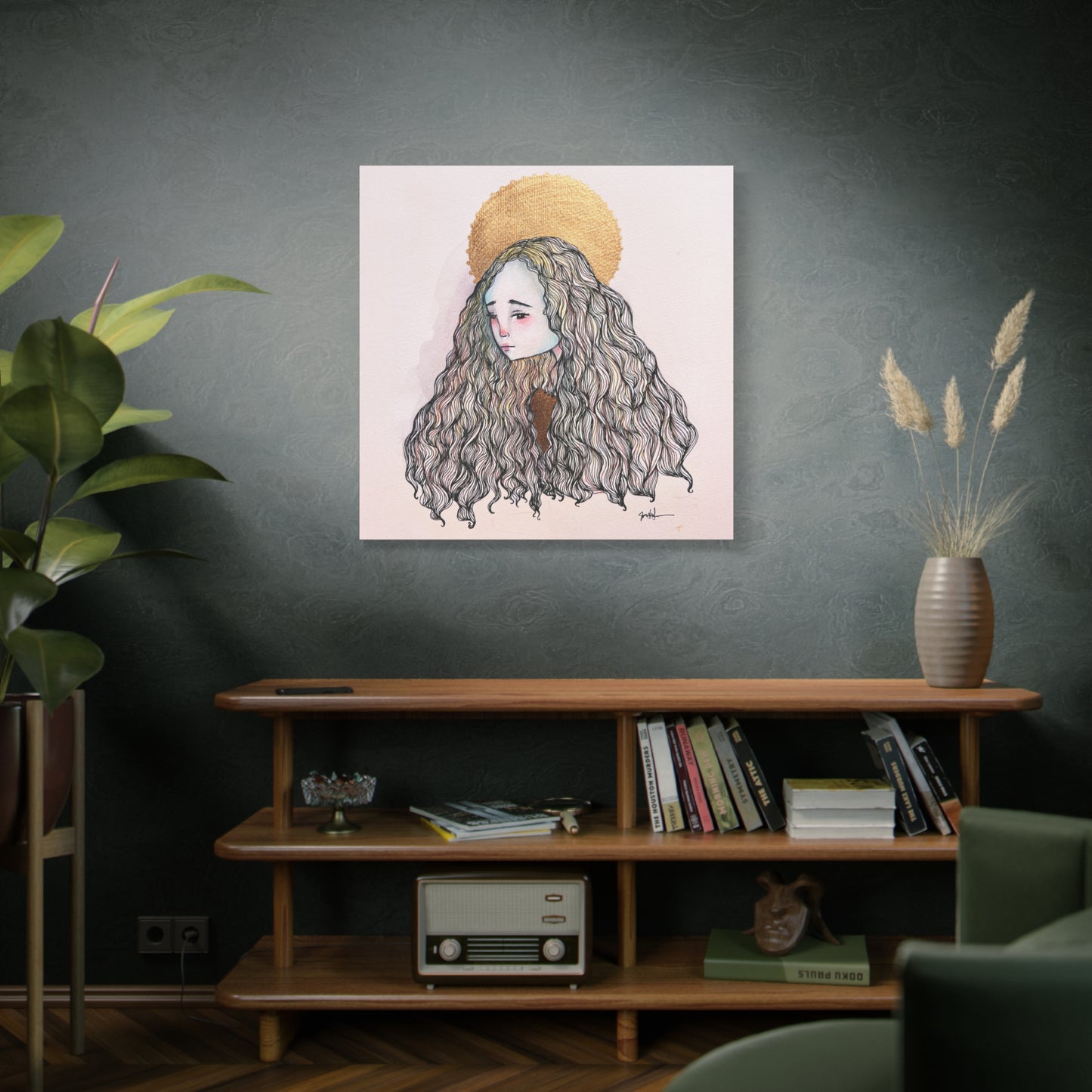 Saint Philomena Canvas Print - Hand-Drawn Catholic Art Print | Christian Sacred Wall Art | Sanctified Solocosmo Religious Artwork