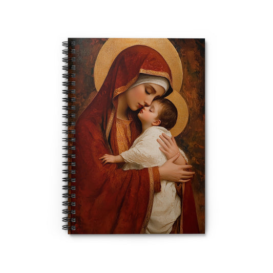 Our Lady of Tenderness - Mother Mary and the Christ Child - Marian Art  - Journal - Sanctified Souls Art - Religious Based Notebook - Spiral