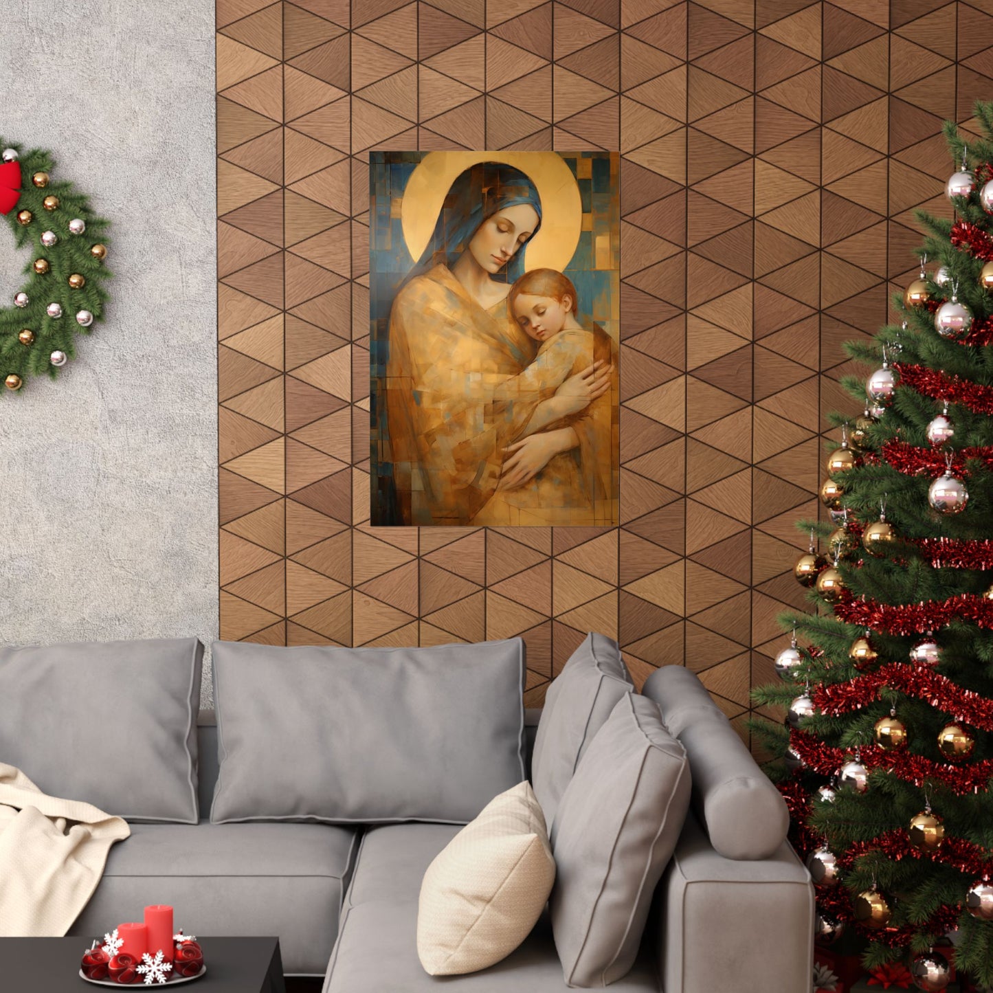 Heavenly Connection - Mary and the Divine Son - Multiple Sizes - Premium Matte Vertical Posters - Christ Child and Mother Mary