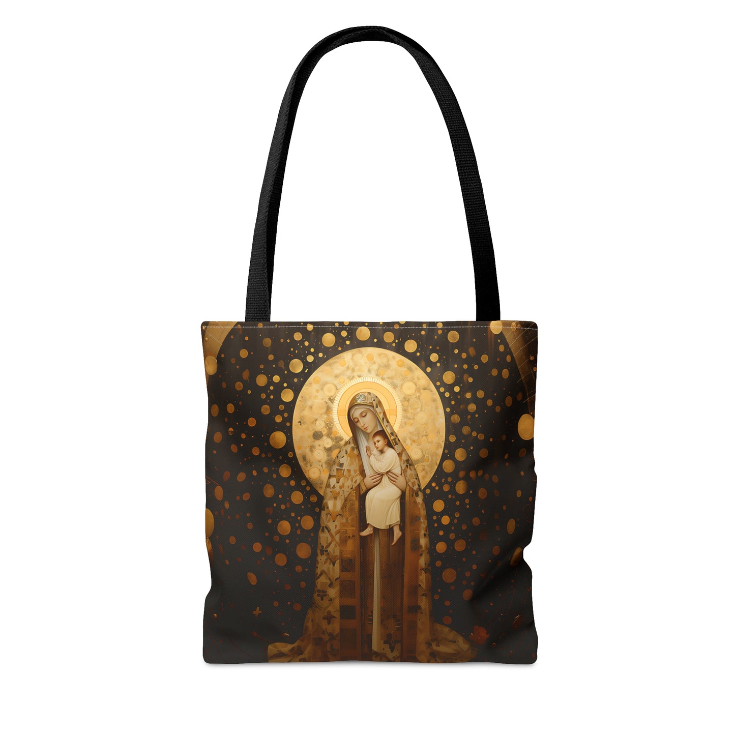 The Golden Mary - Virgin Mary Mary Mother of God Tote Bag - Catholic faith inspired carry-all purse - day to day bag - Double Sided