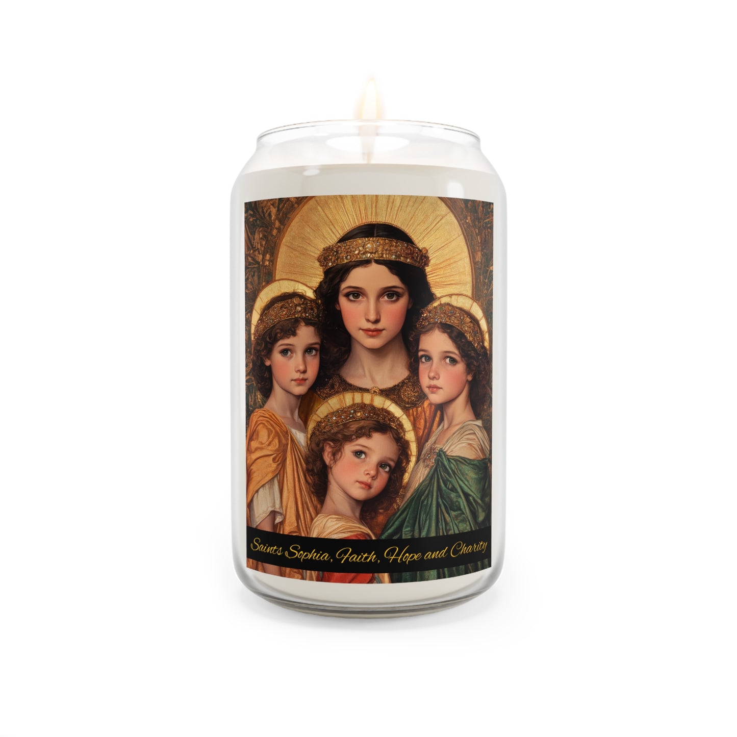 Saints Sophia, Faith, Hope and Charity - Scented Prayer Candle, 13.75oz -  Candle - Catholic Art - prayer room Scented Candle - Saint Art