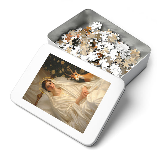 Saint Tabitha - Puzzle and Keepsake Tin - Religious (30, 110, 252, 500,1000) - Religious Puzzle - Gifts for Catholic Families